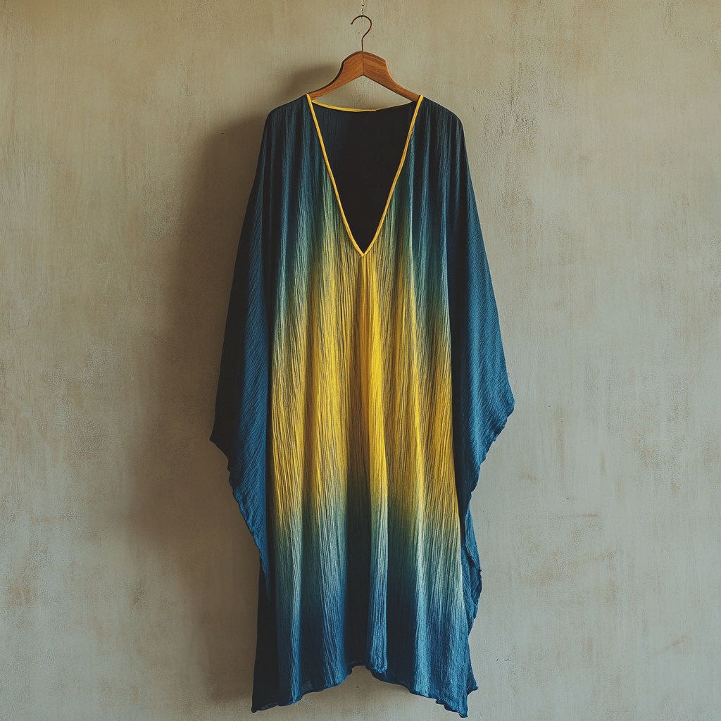 Naturally Dyed Kaftan with Indigo and Marilgold