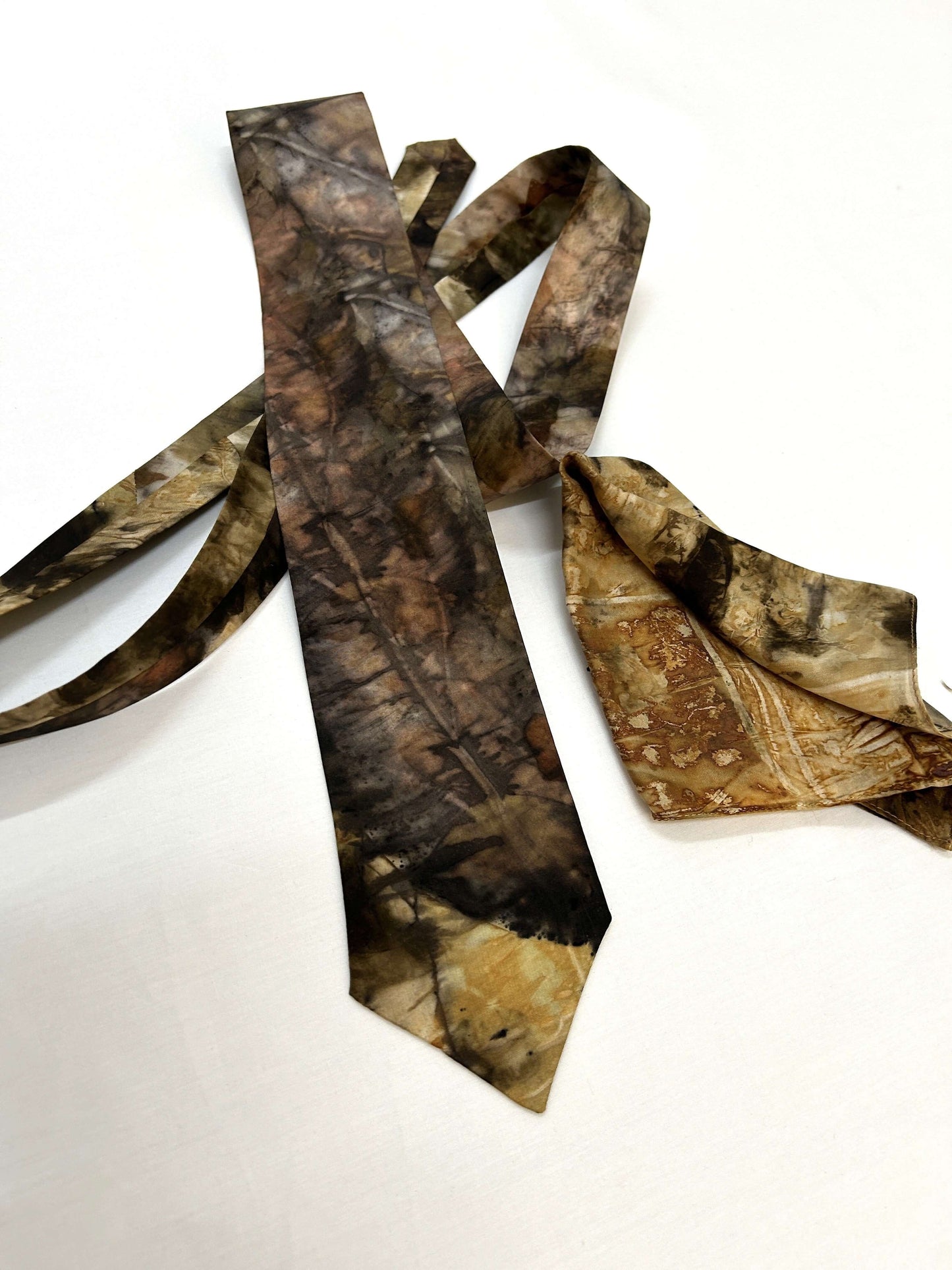 Mozart Harmony Ecoprinted Pure Silk Tie and Pocket Square