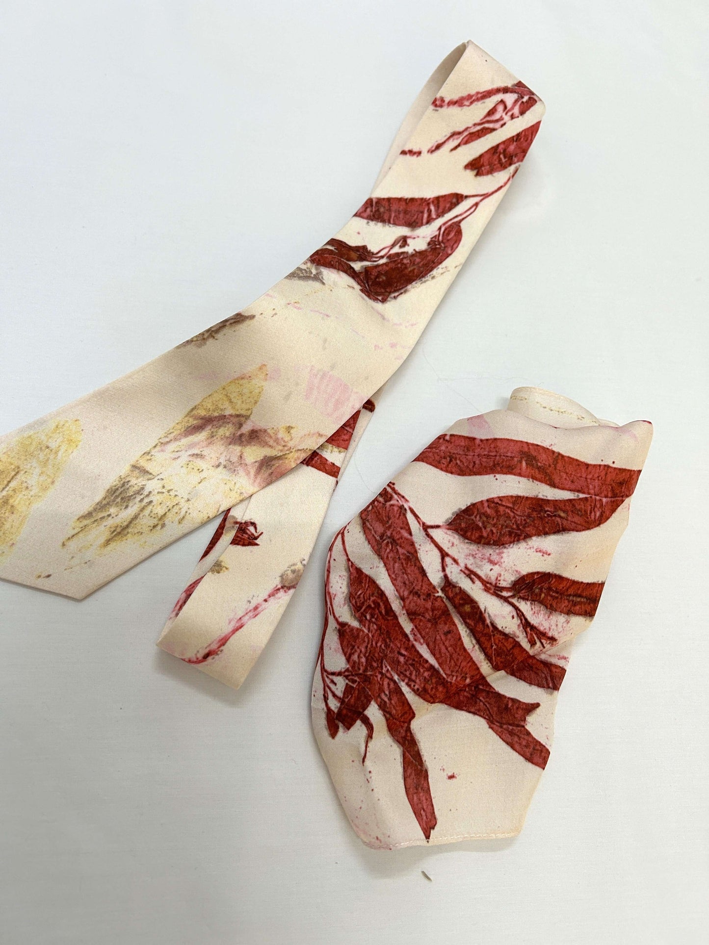 Beethoven Bold Ecoprinted Satin Tie and Pocket Square
