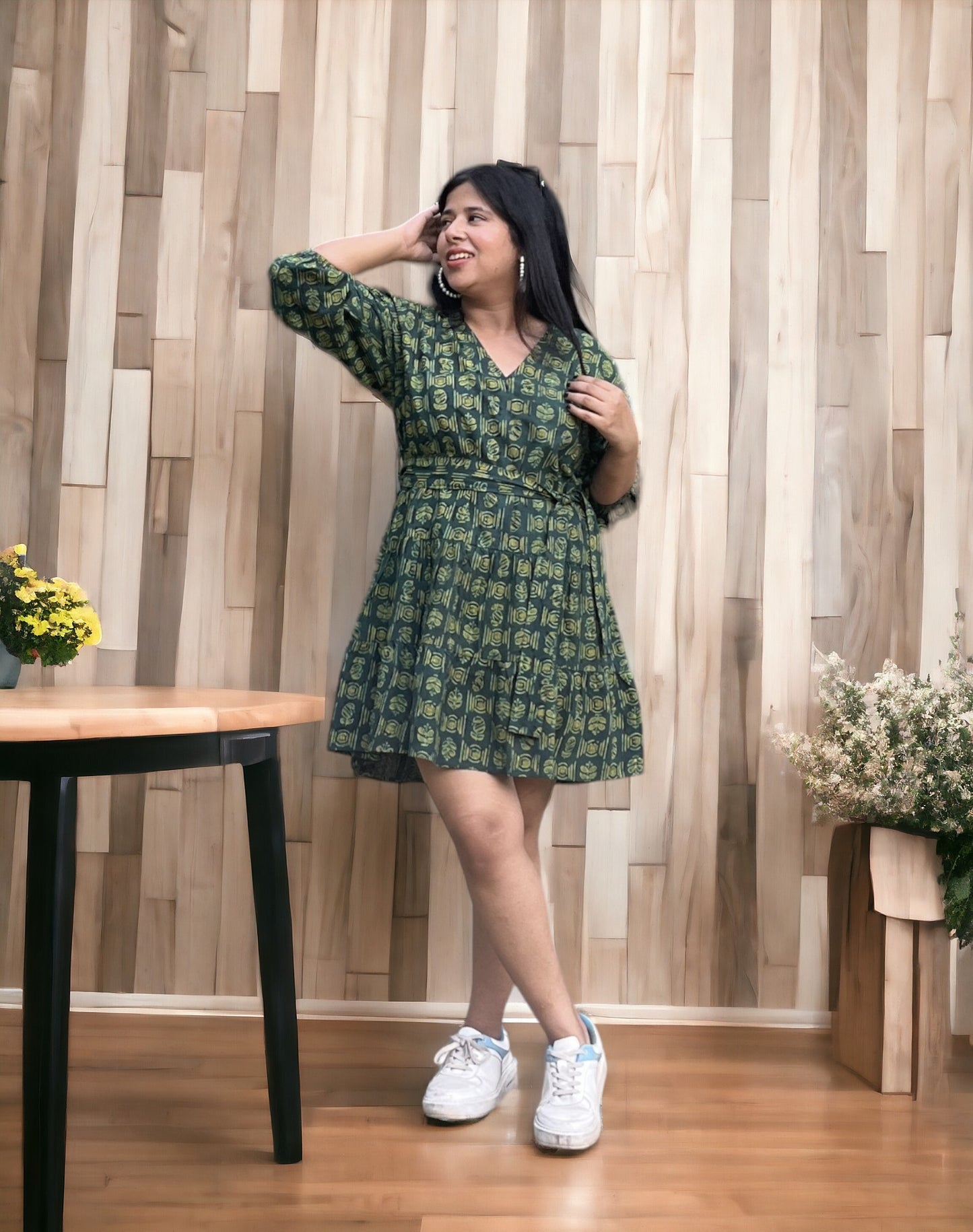 Kalamkari Green Cotton Dress