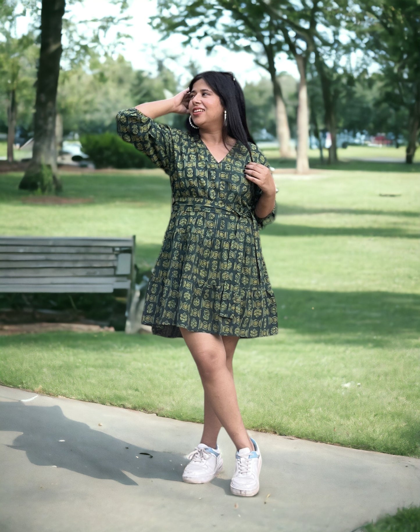 Kalamkari Green Cotton Dress