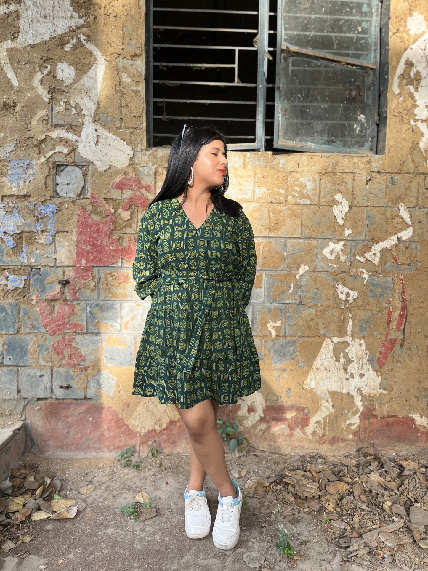 Kalamkari Green Cotton Dress