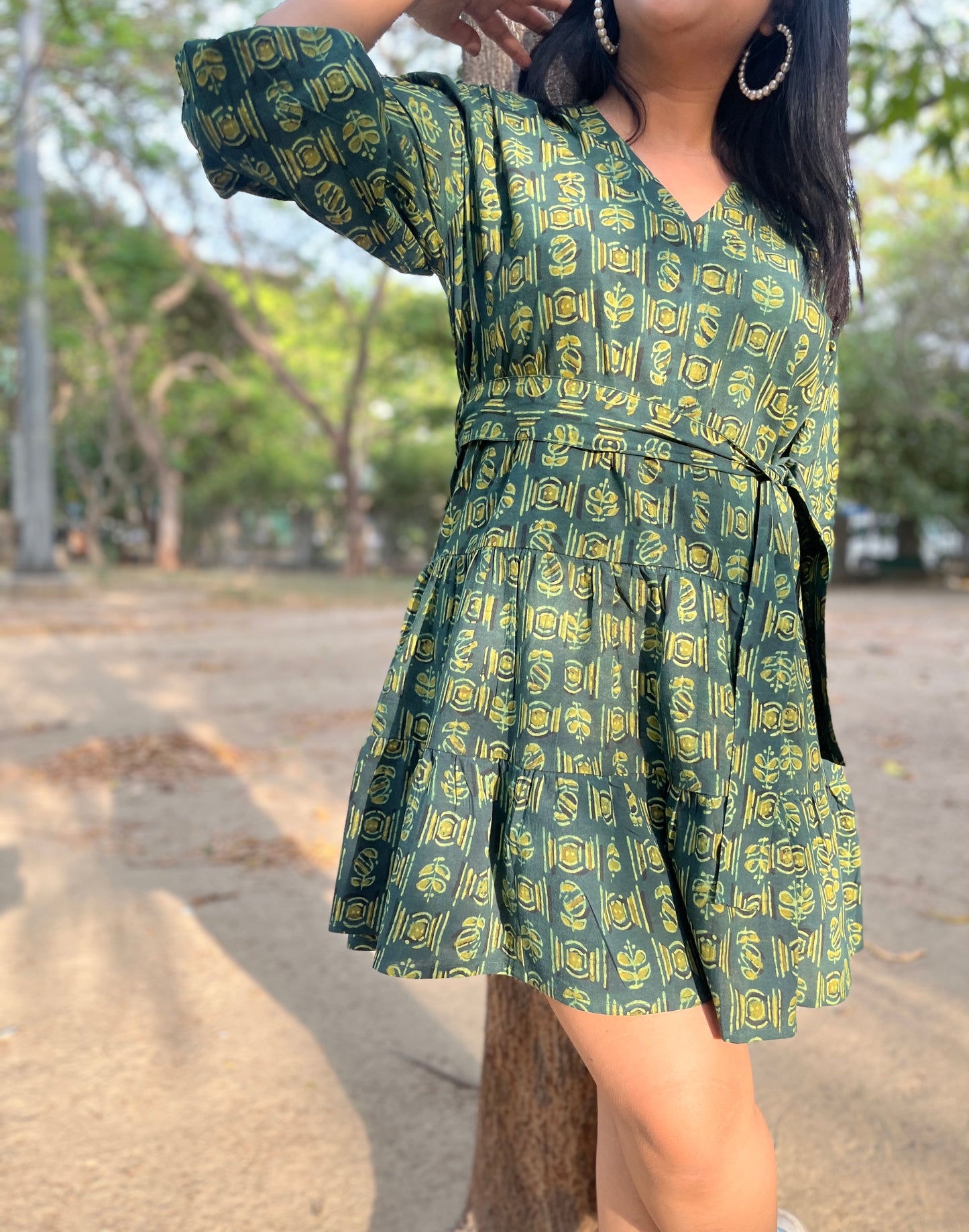 Kalamkari Green Cotton Dress
