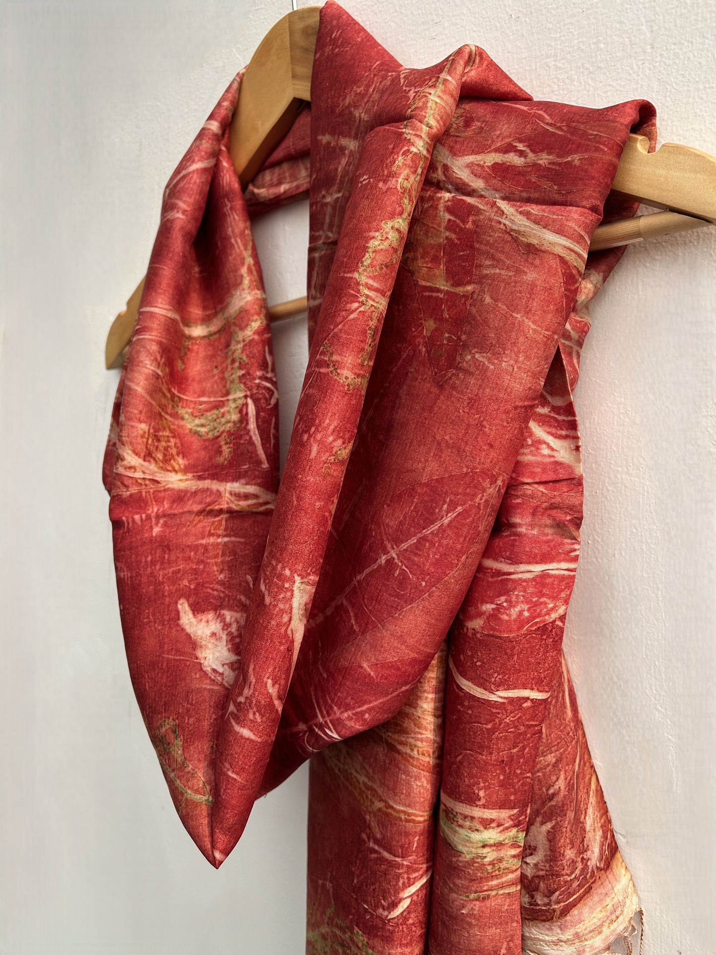 Velvet Peony Ecoprinted Pure Silk Scarf