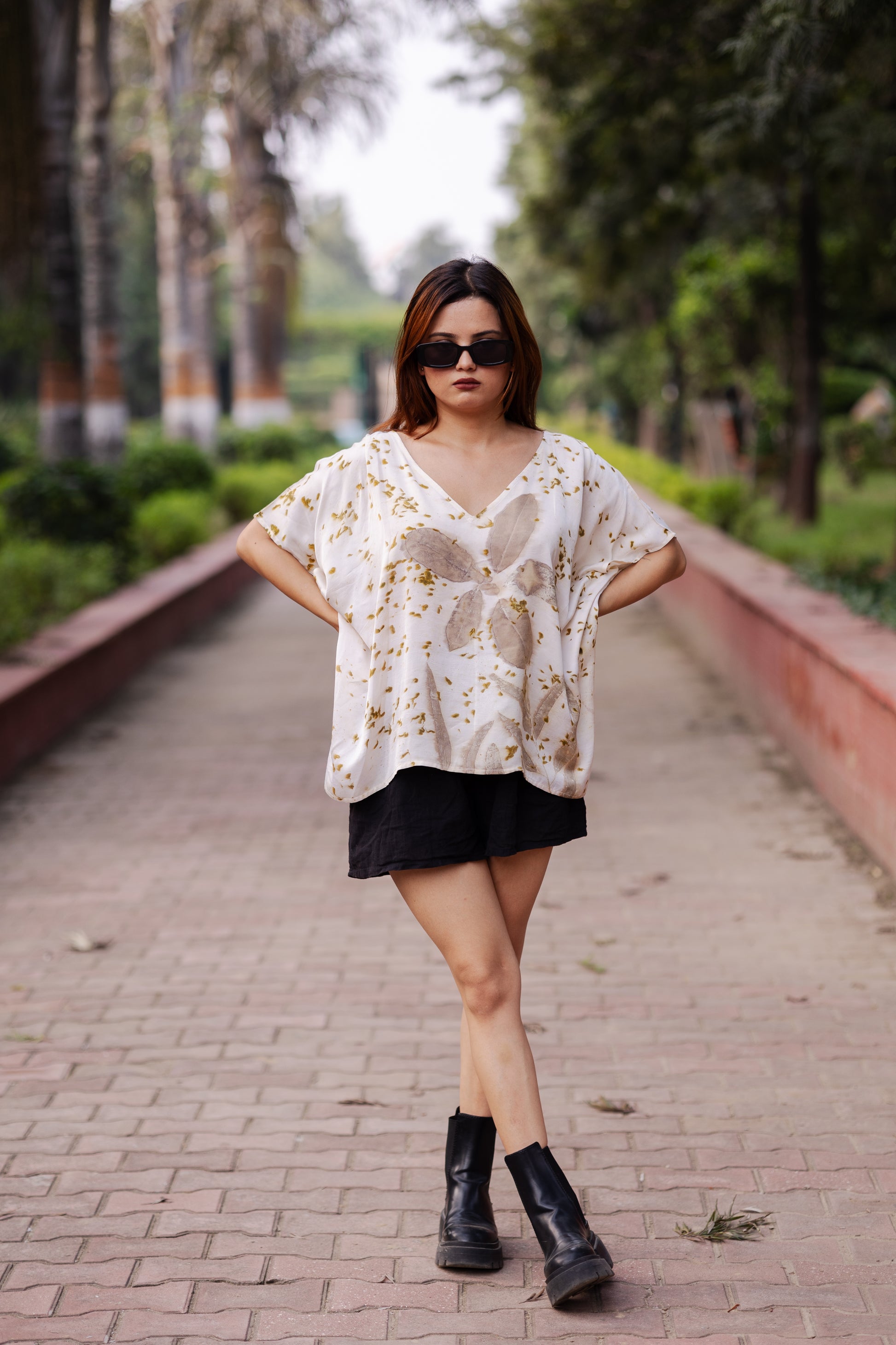 Marigold dotted Modal Flared Top