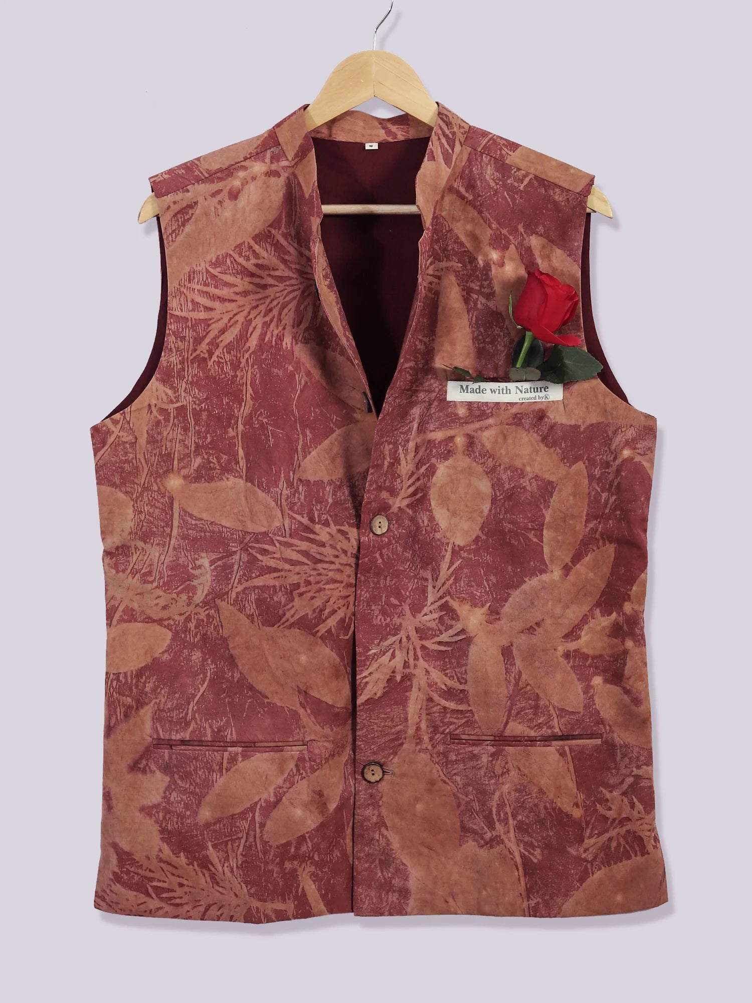 Red Leaf Bloom Waistcoat Eco-Friendly Sustainable
