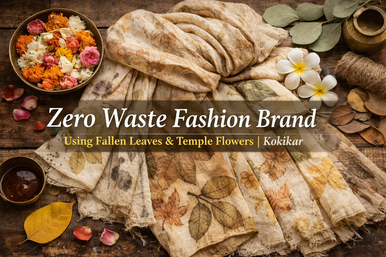 Zero waste fashion brand using leaves and flowerskokikar 