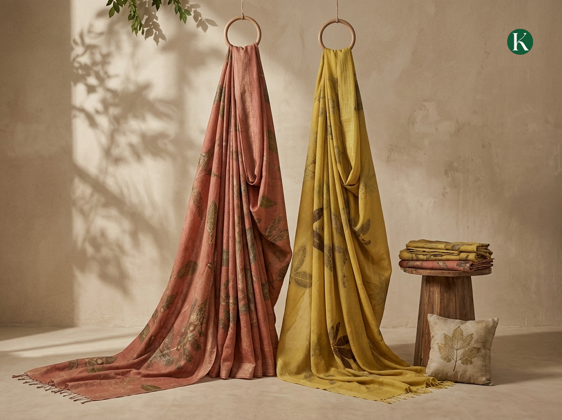 Best Selling Sustainable Mulmul Cotton Sarees | Madder & Marigold Eco Prints