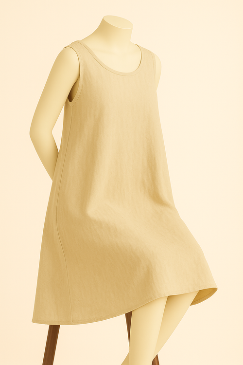 100% Linen Khaki Ashbourne Midi Dress