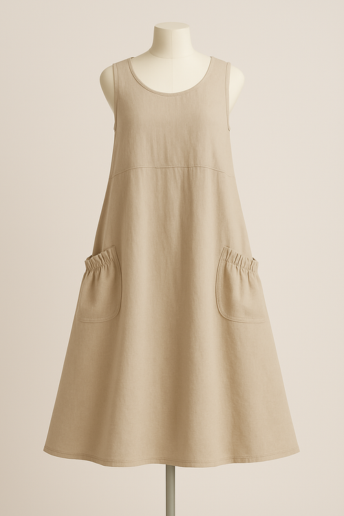 100% Linen Sand SeaBreeze Swing Dress