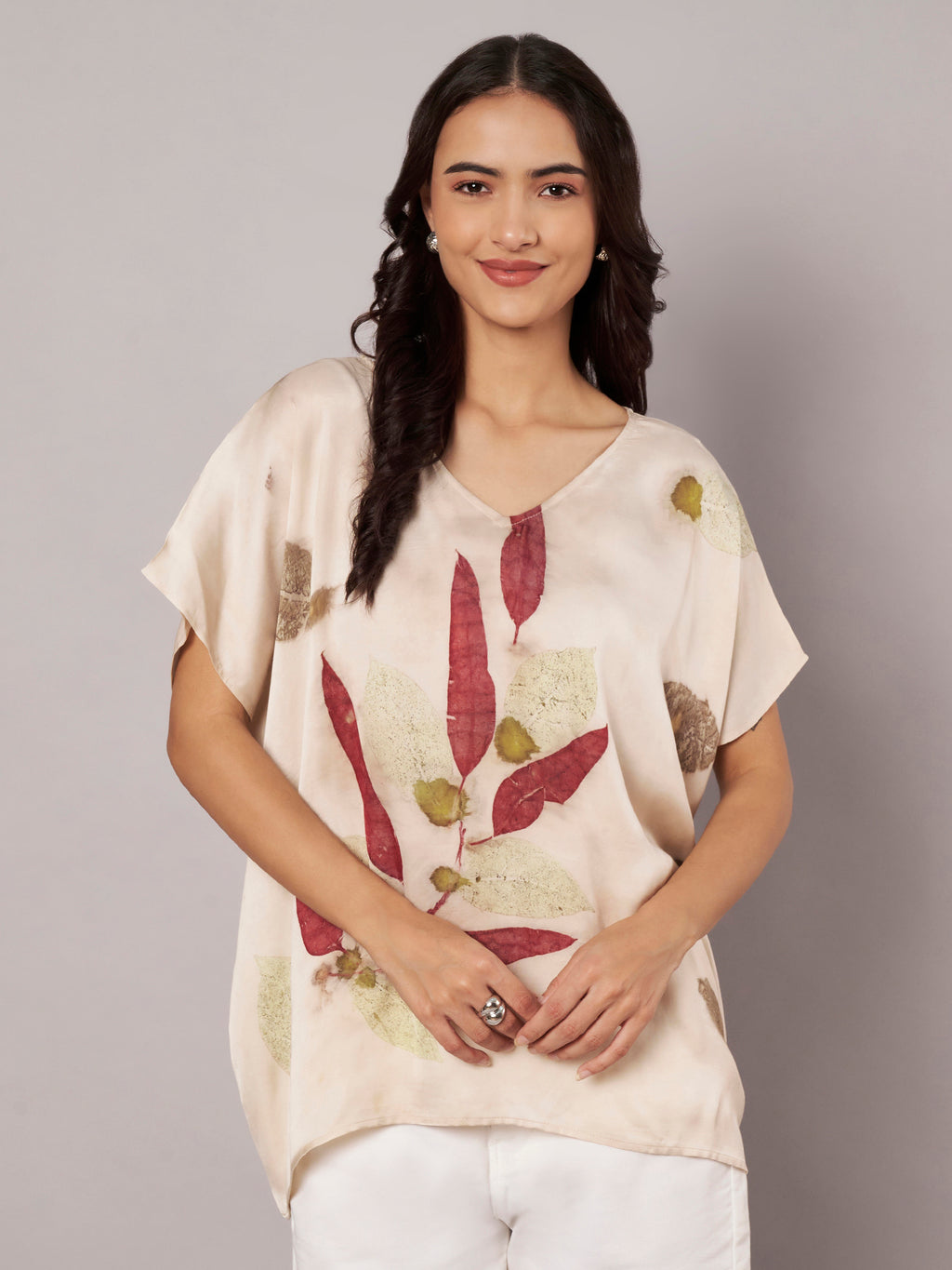 Leafy Kaftan Flared Top