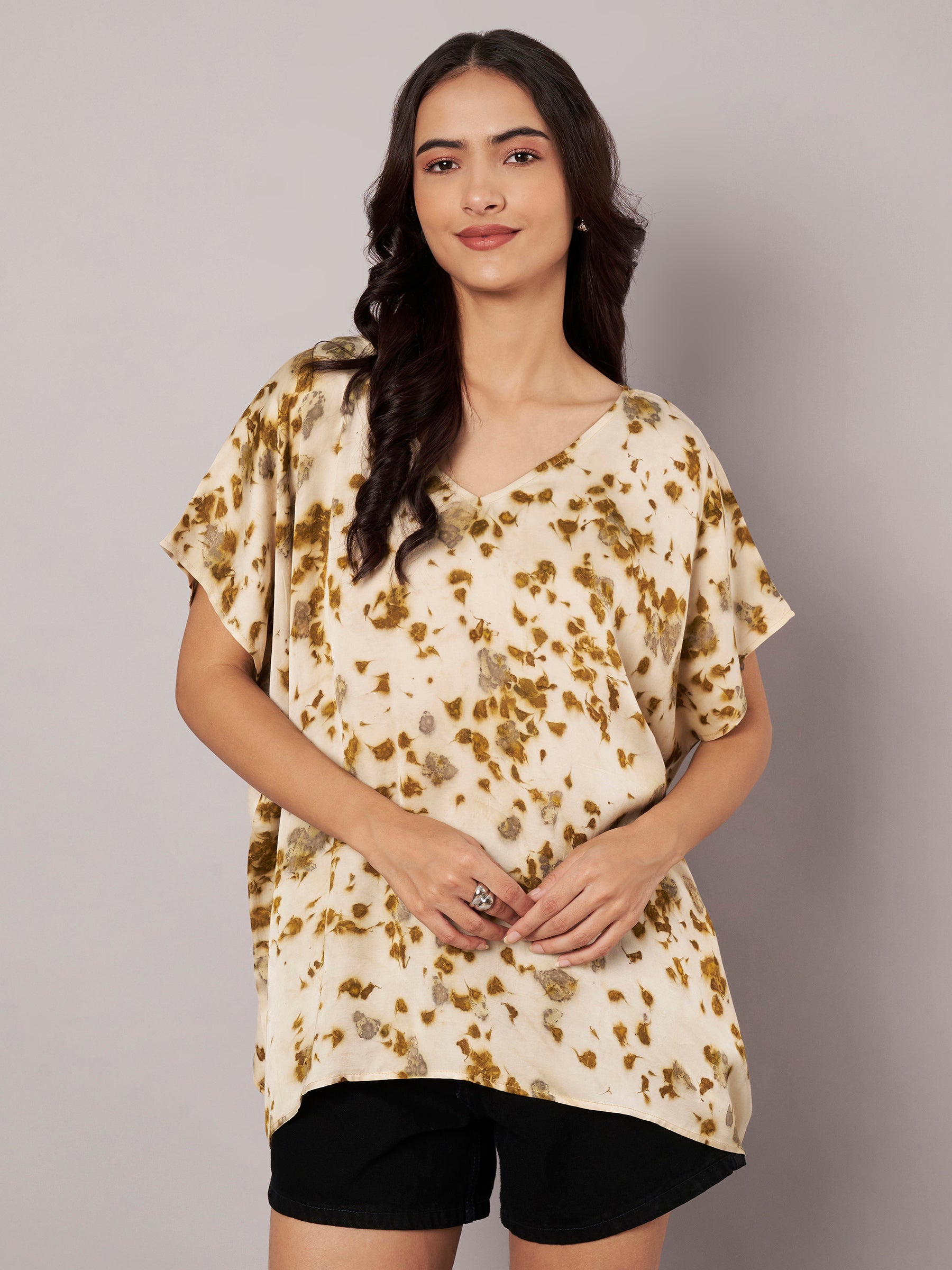 Marigold petal kaftan flared top