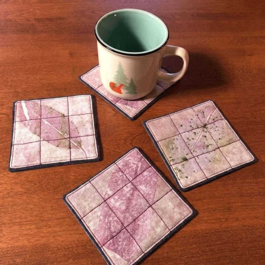 Blush Botanical Eco Printed Square Coasters