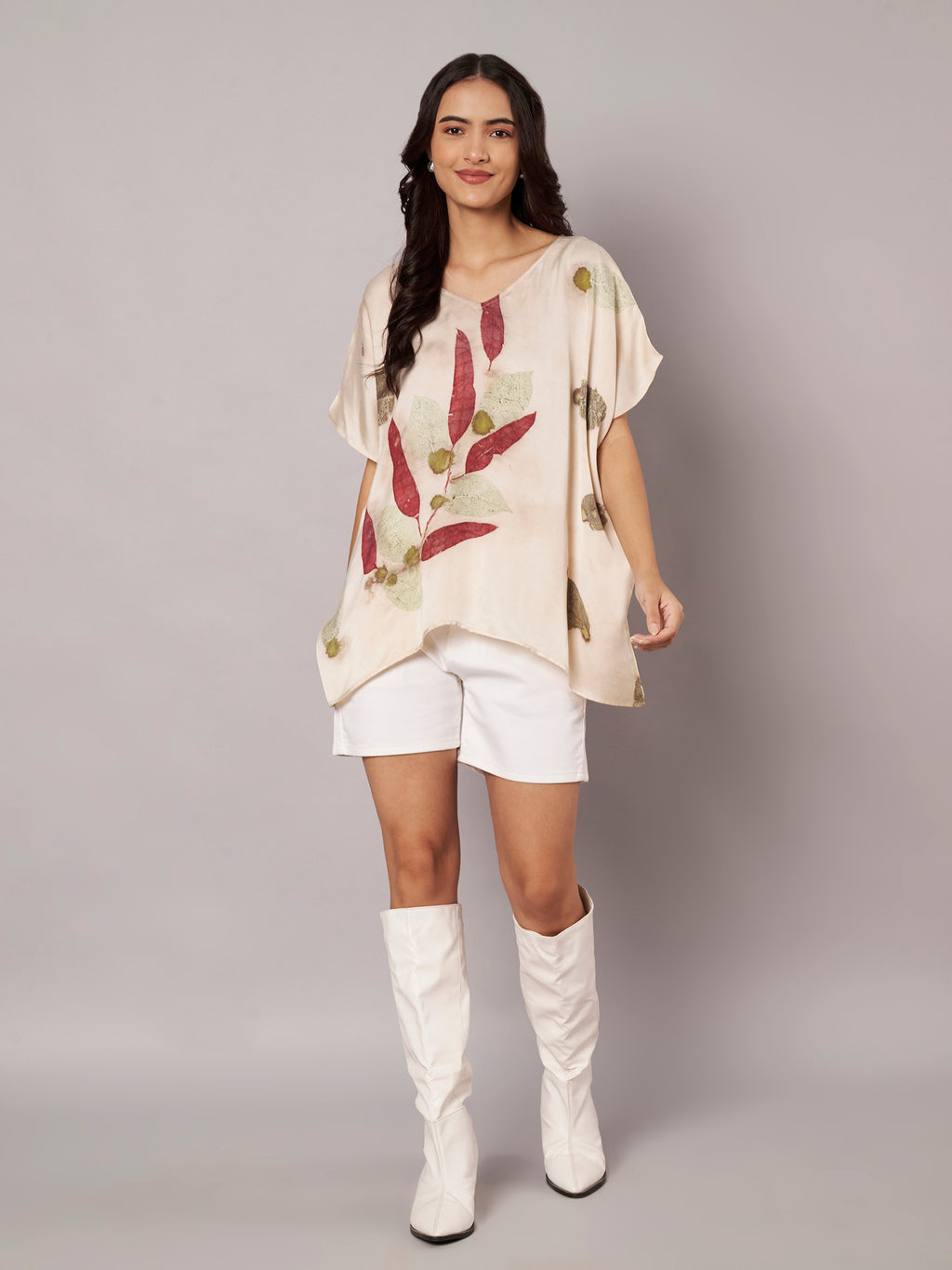 Leafy Kaftan Flared Top