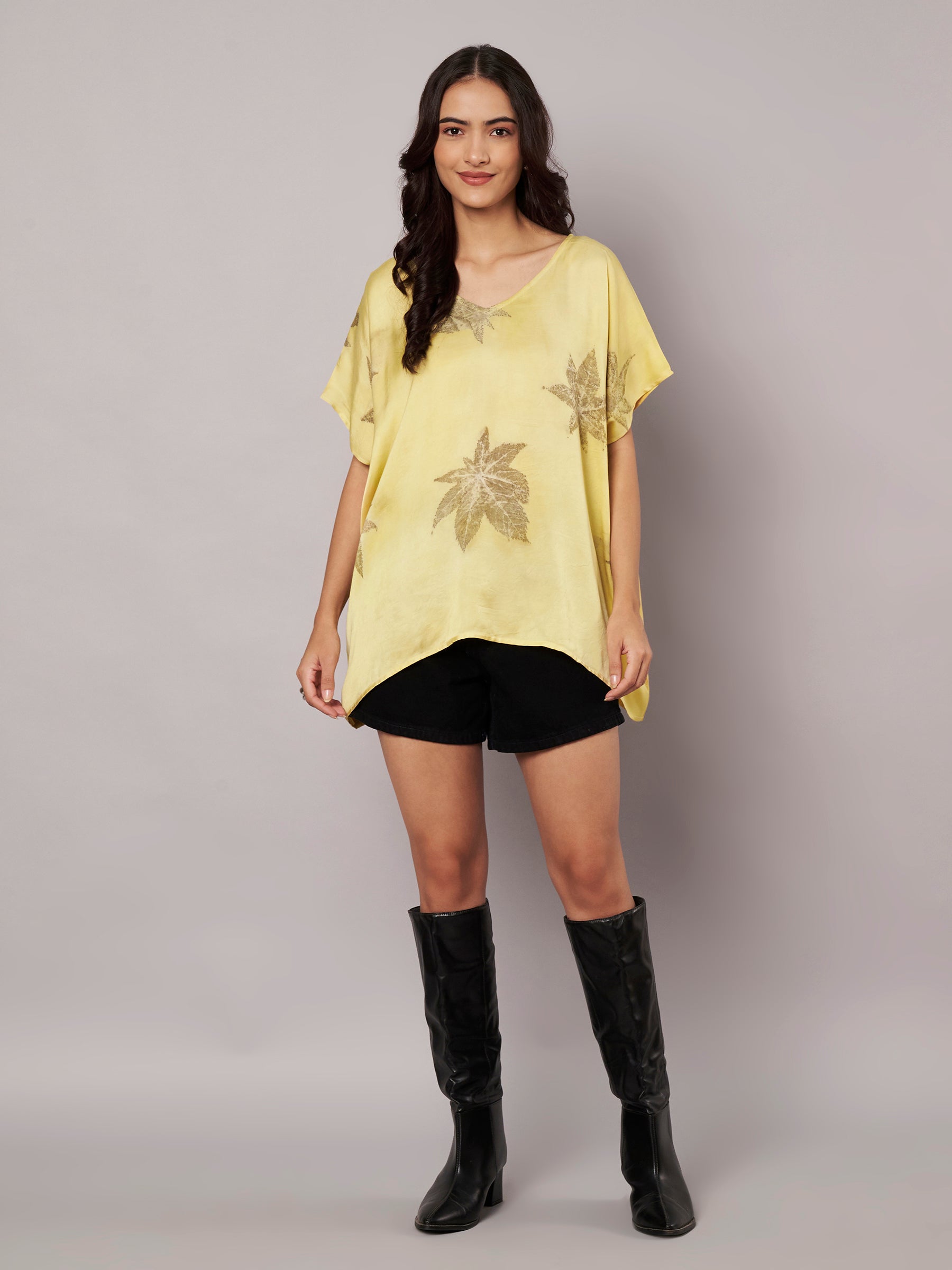 Castor Leaf Kaftan Flared Top