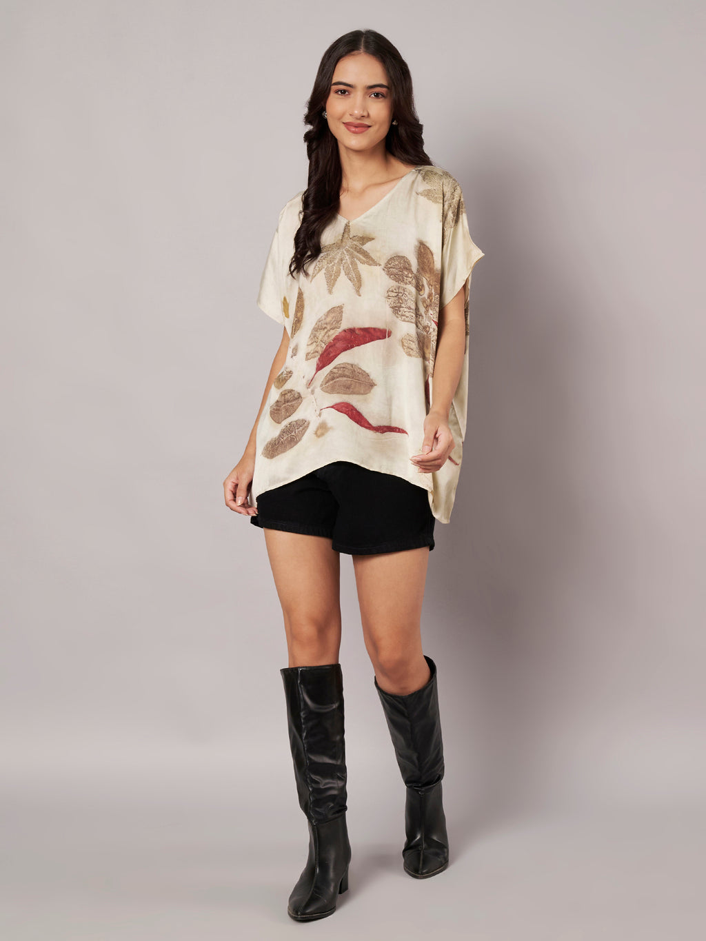 Ecoprinted Kaftan Flared Top