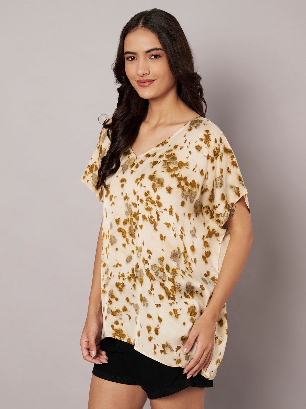 Marigold petal kaftan flared top