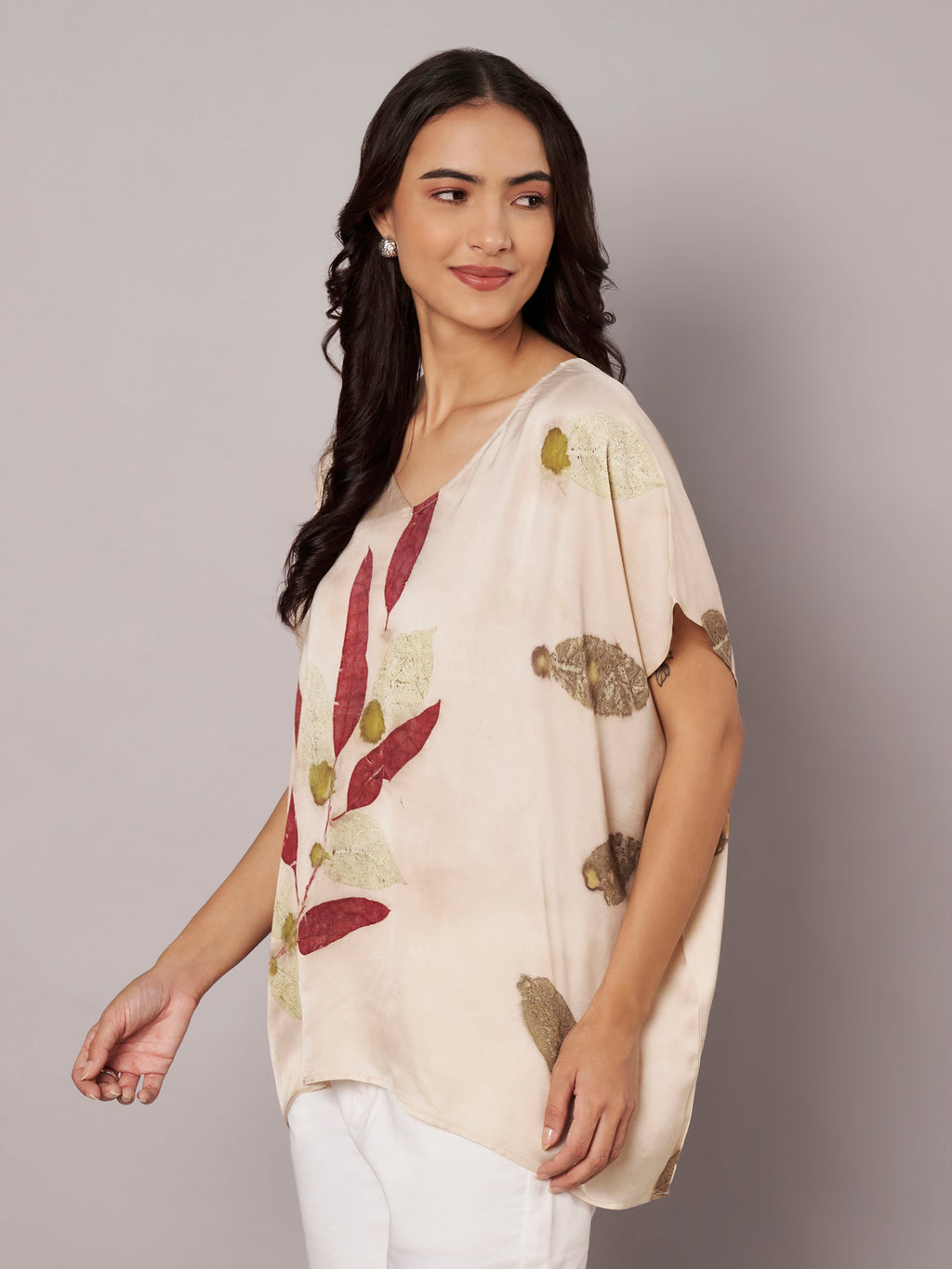 Leafy Kaftan Flared Top