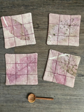 Blush Botanical Eco Printed Square Coasters