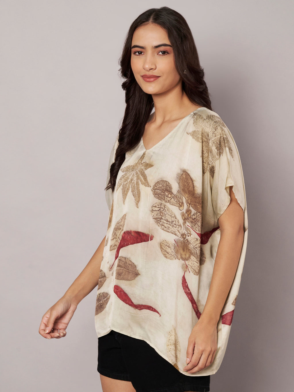 Ecoprinted Kaftan Flared Top