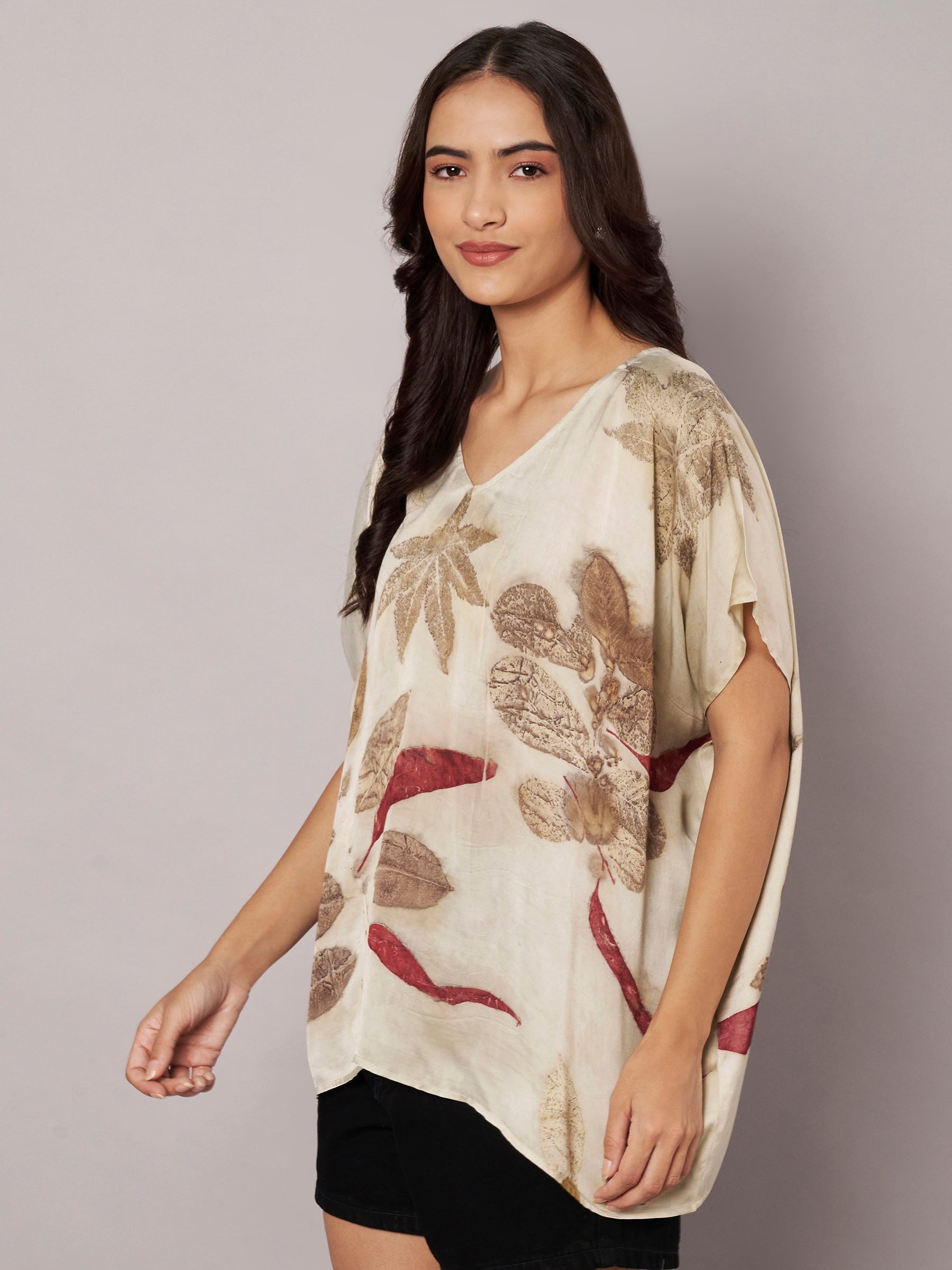 Ecoprinted Kaftan Flared Top