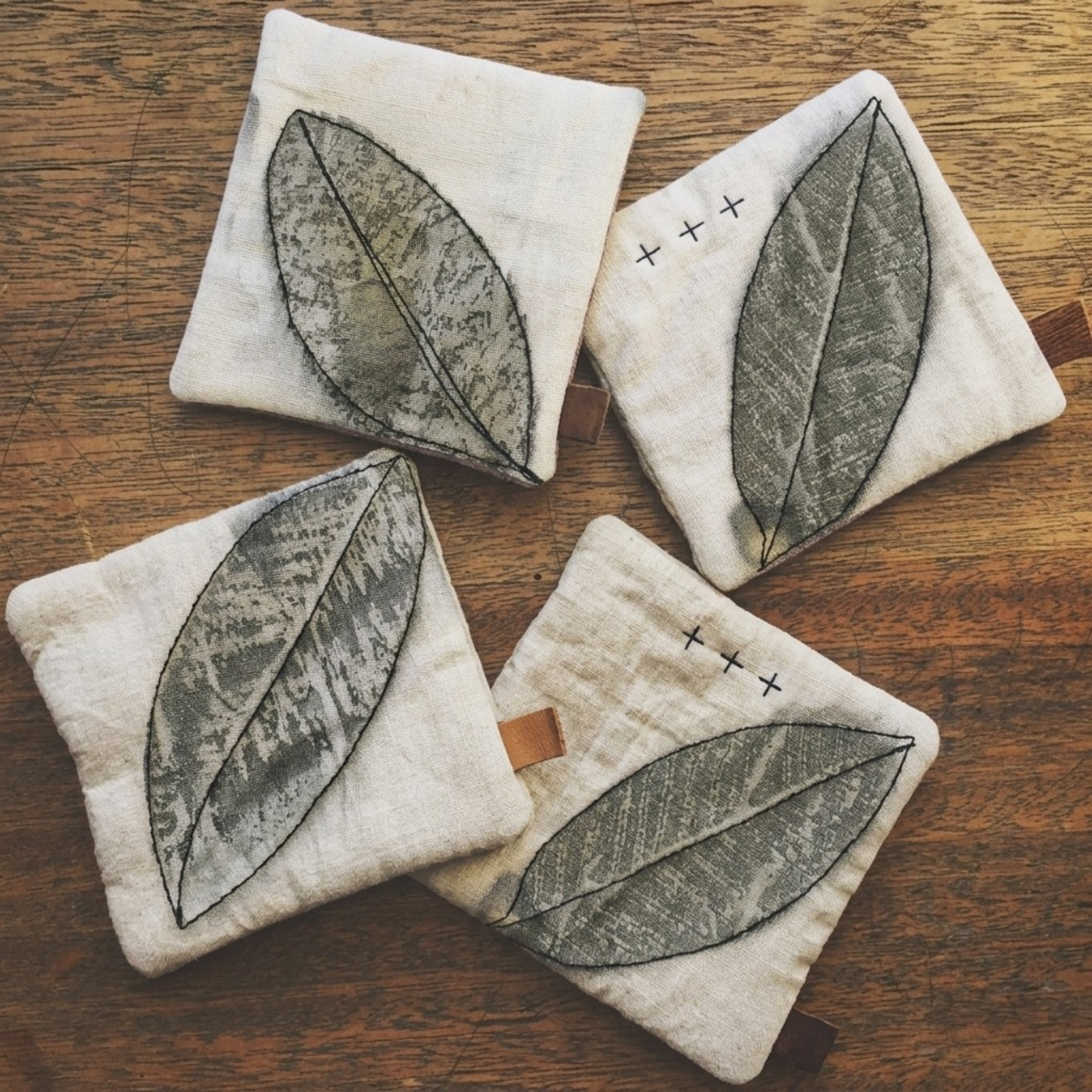 Botanical Outline Eco Printed Coasters
