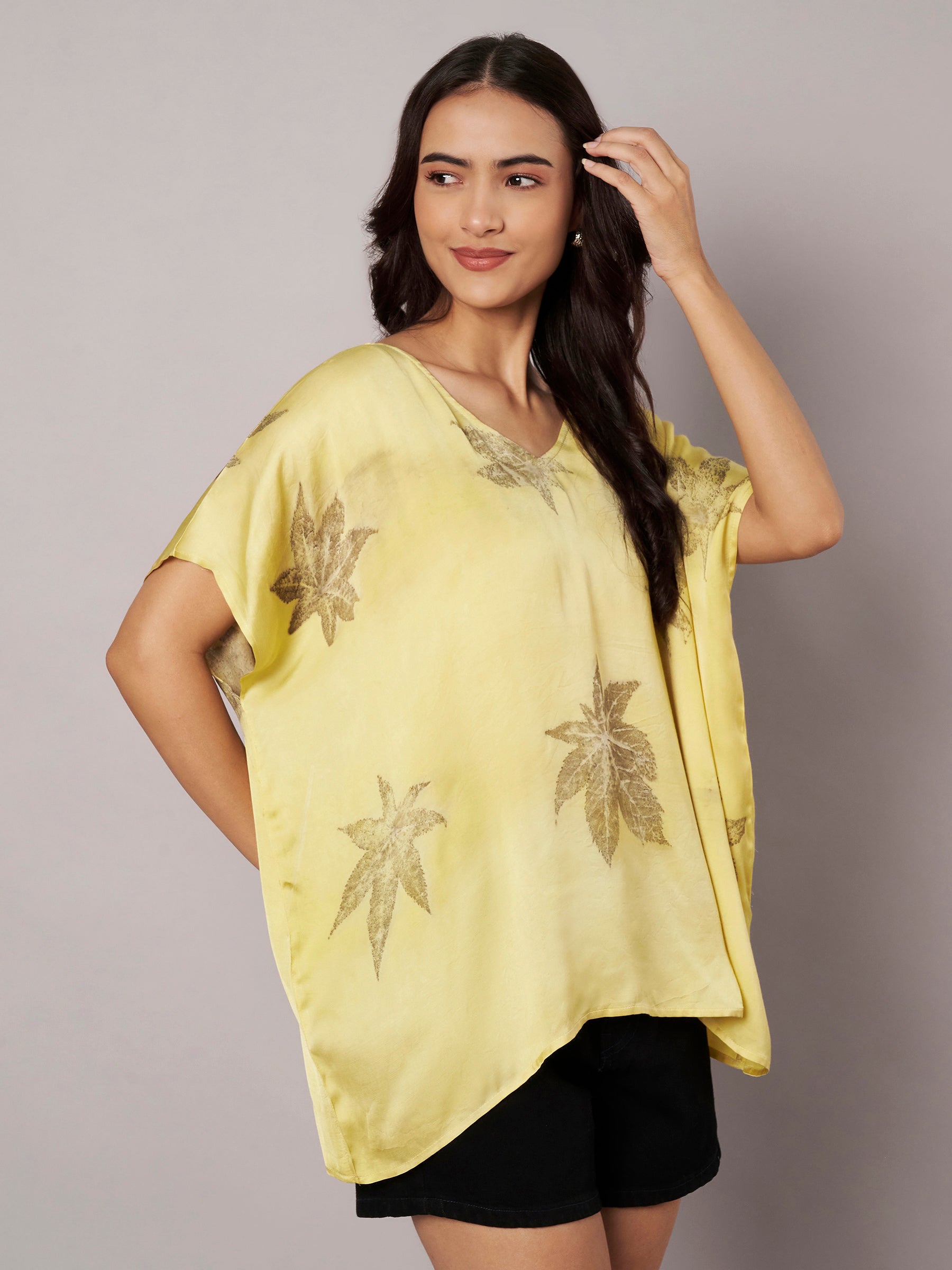 Castor Leaf Kaftan Flared Top