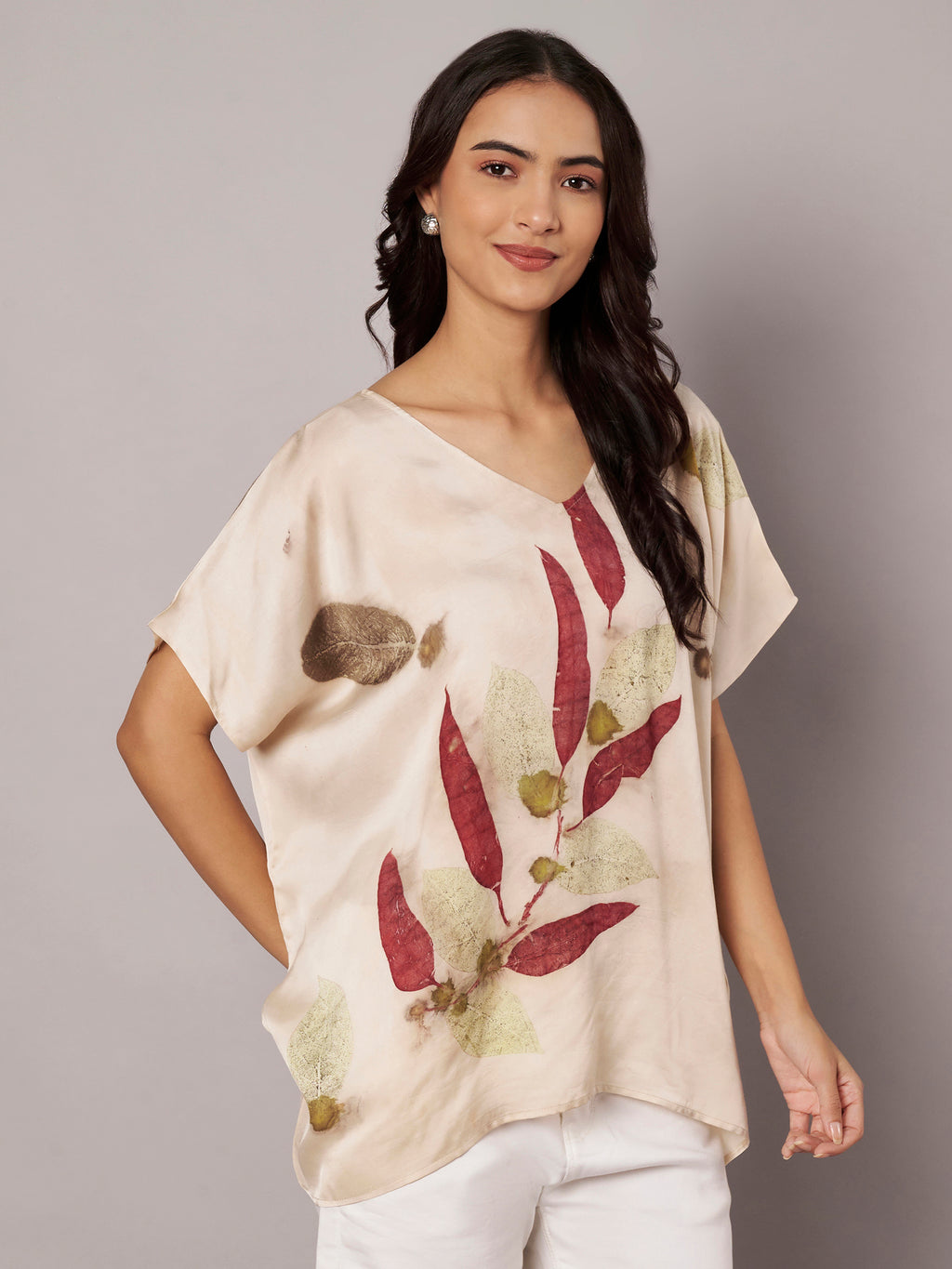 Leafy Kaftan Flared Top