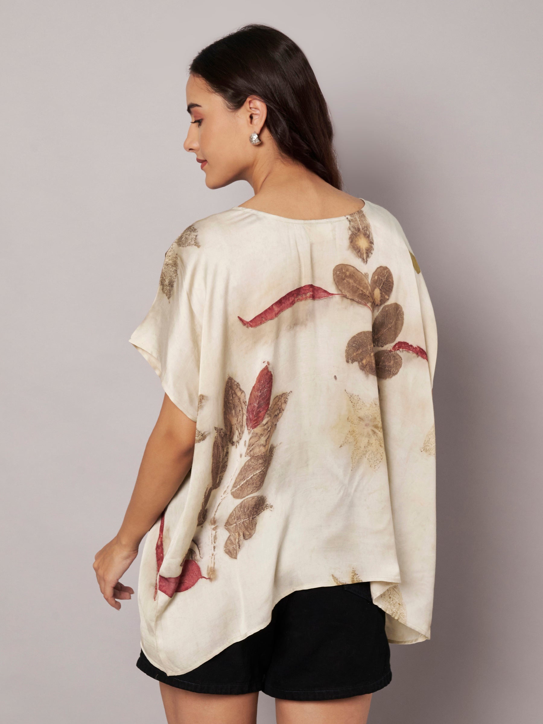 Ecoprinted Kaftan Flared Top