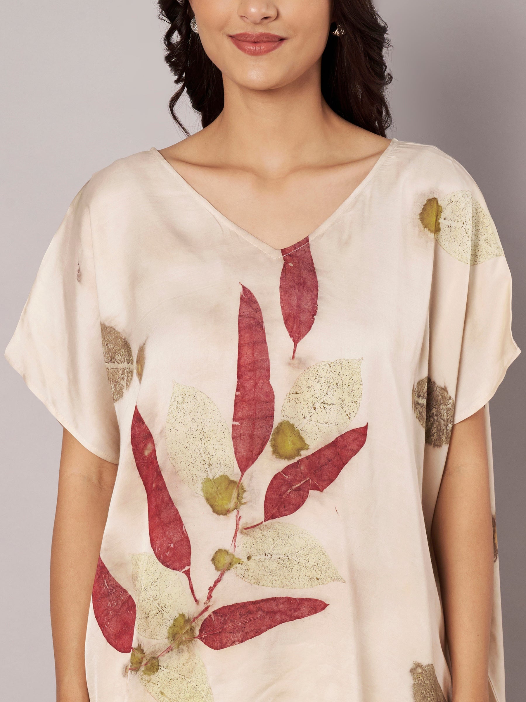 Leafy Kaftan Flared Top