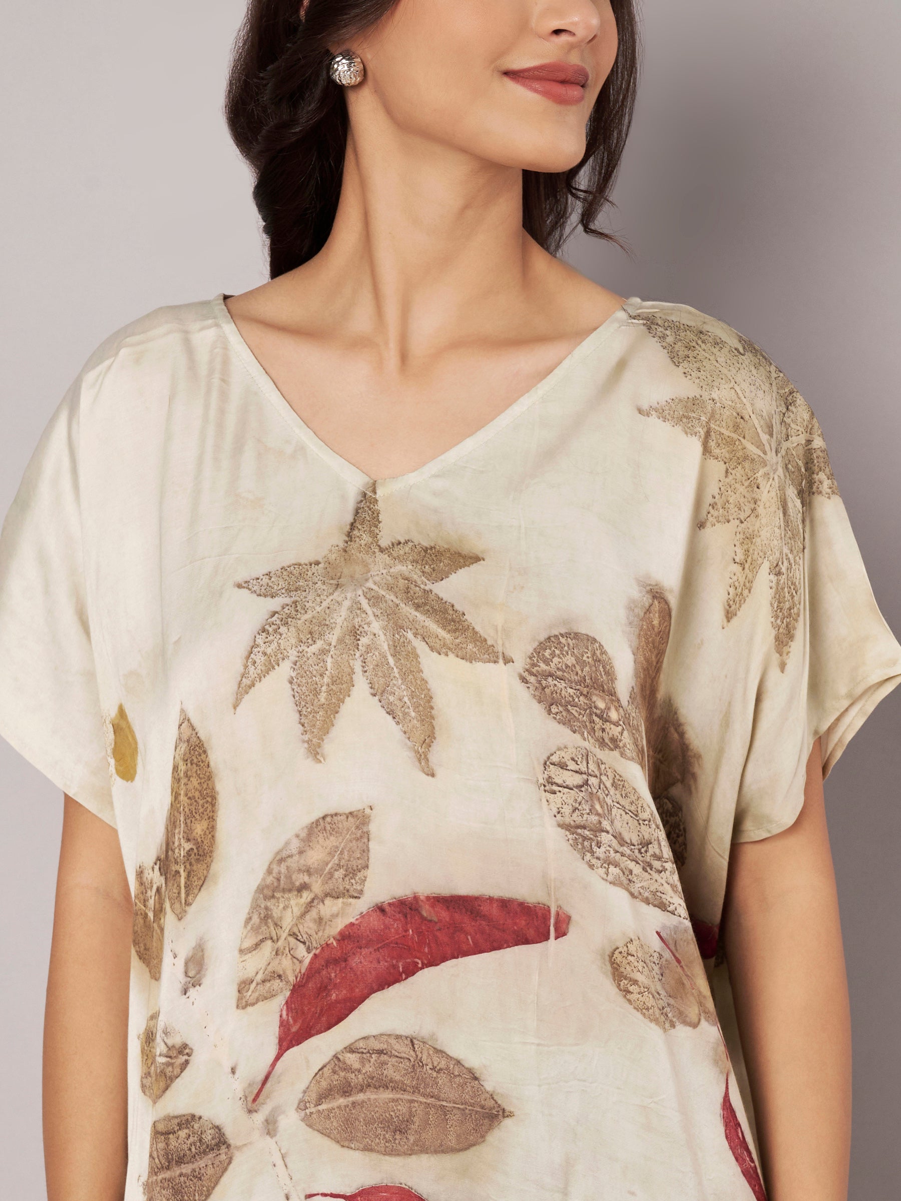 Ecoprinted Kaftan Flared Top