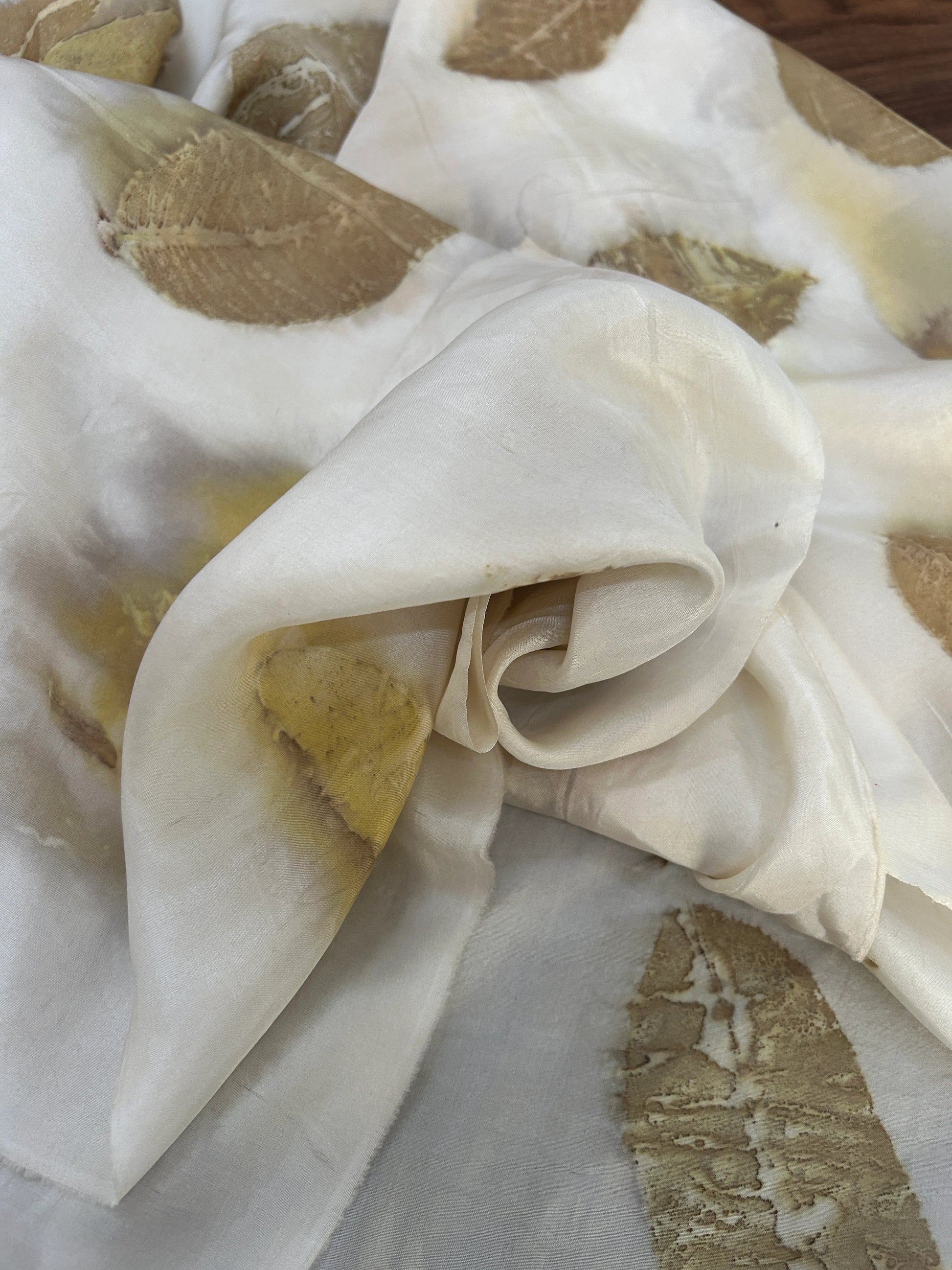 Autumn Leaf Pure Silk Ecoprinted Fabric