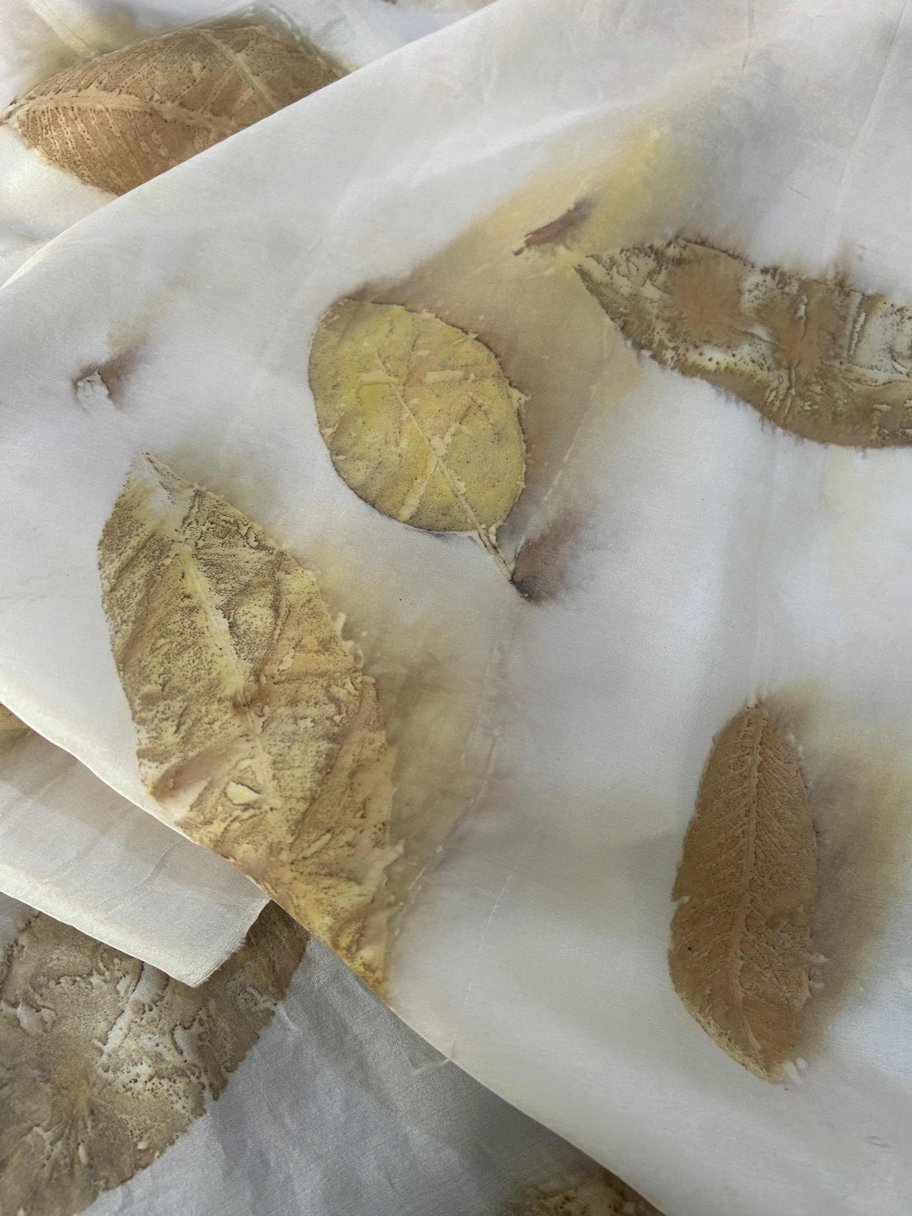 Autumn Leaf Pure Silk Ecoprinted Fabric