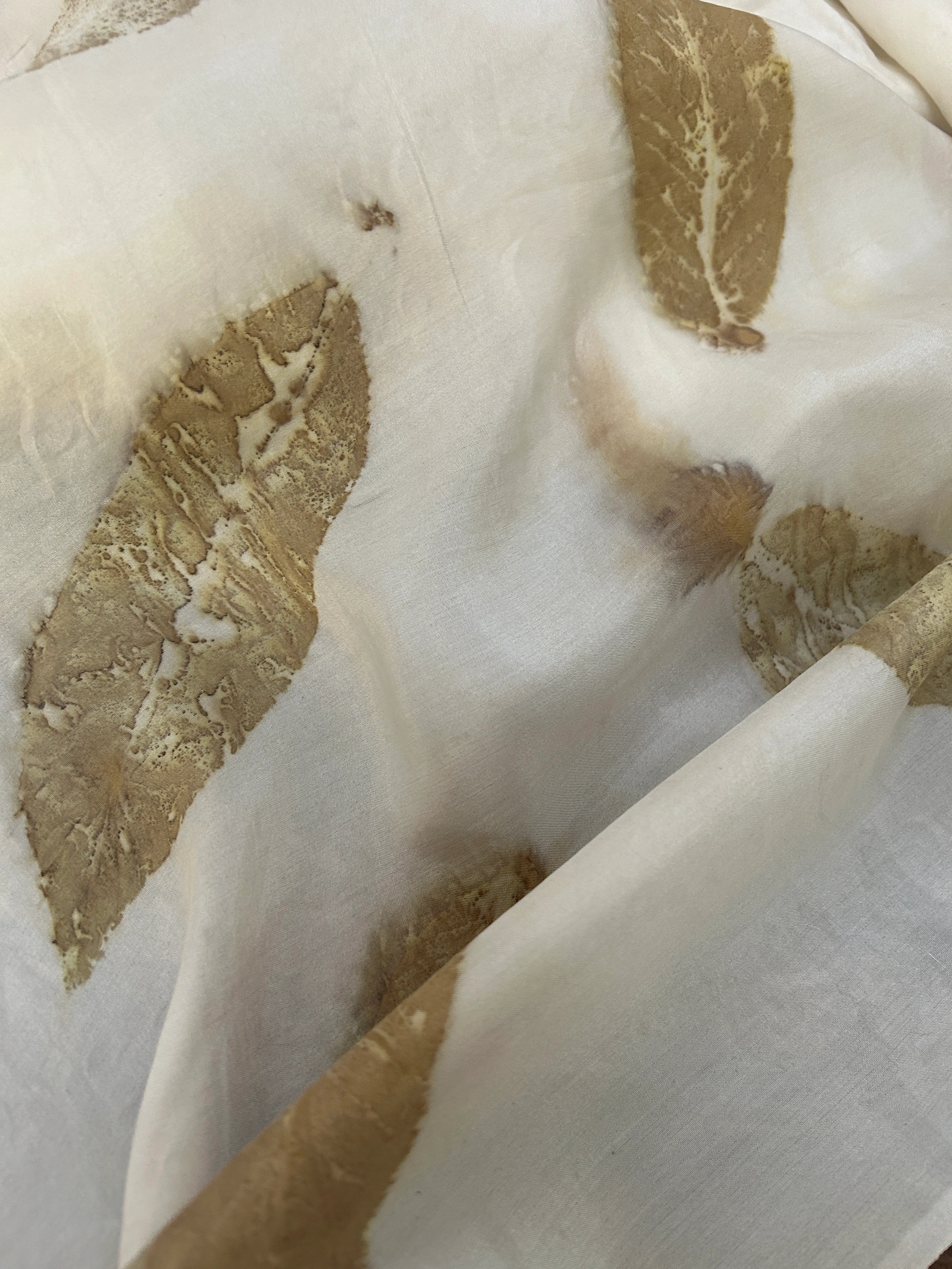 Autumn Leaf Pure Silk Ecoprinted Fabric
