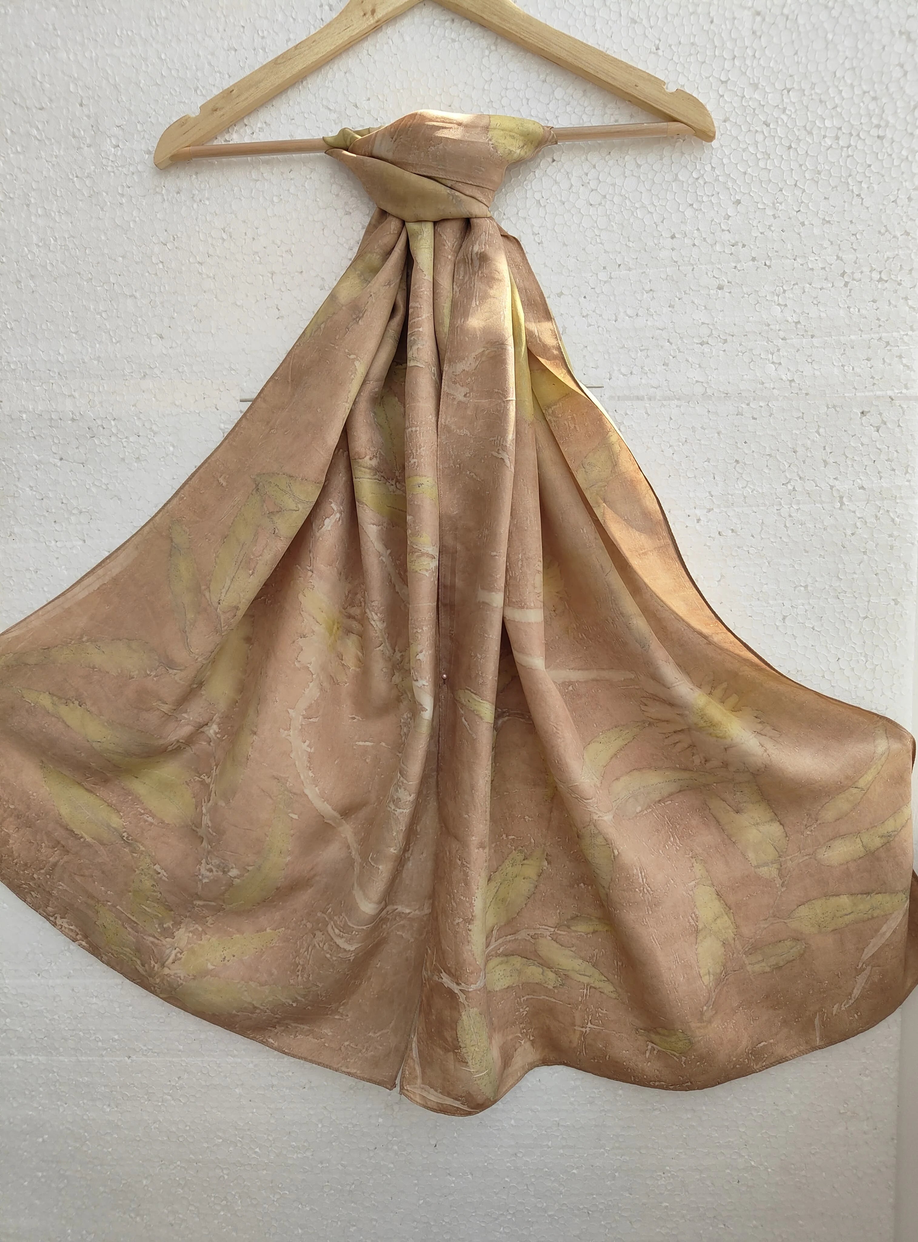 Sunflower Ecoprinted Pure Silk Scarf
