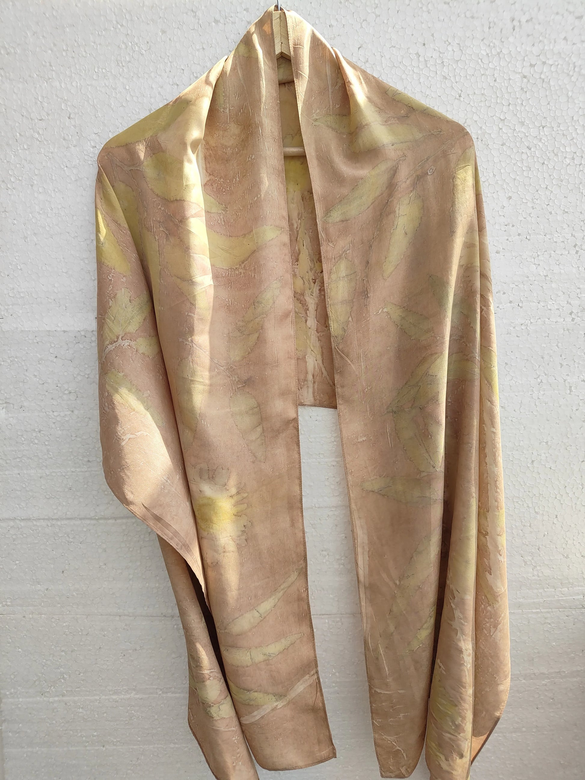 Sunflower Ecoprinted Pure Silk Scarf