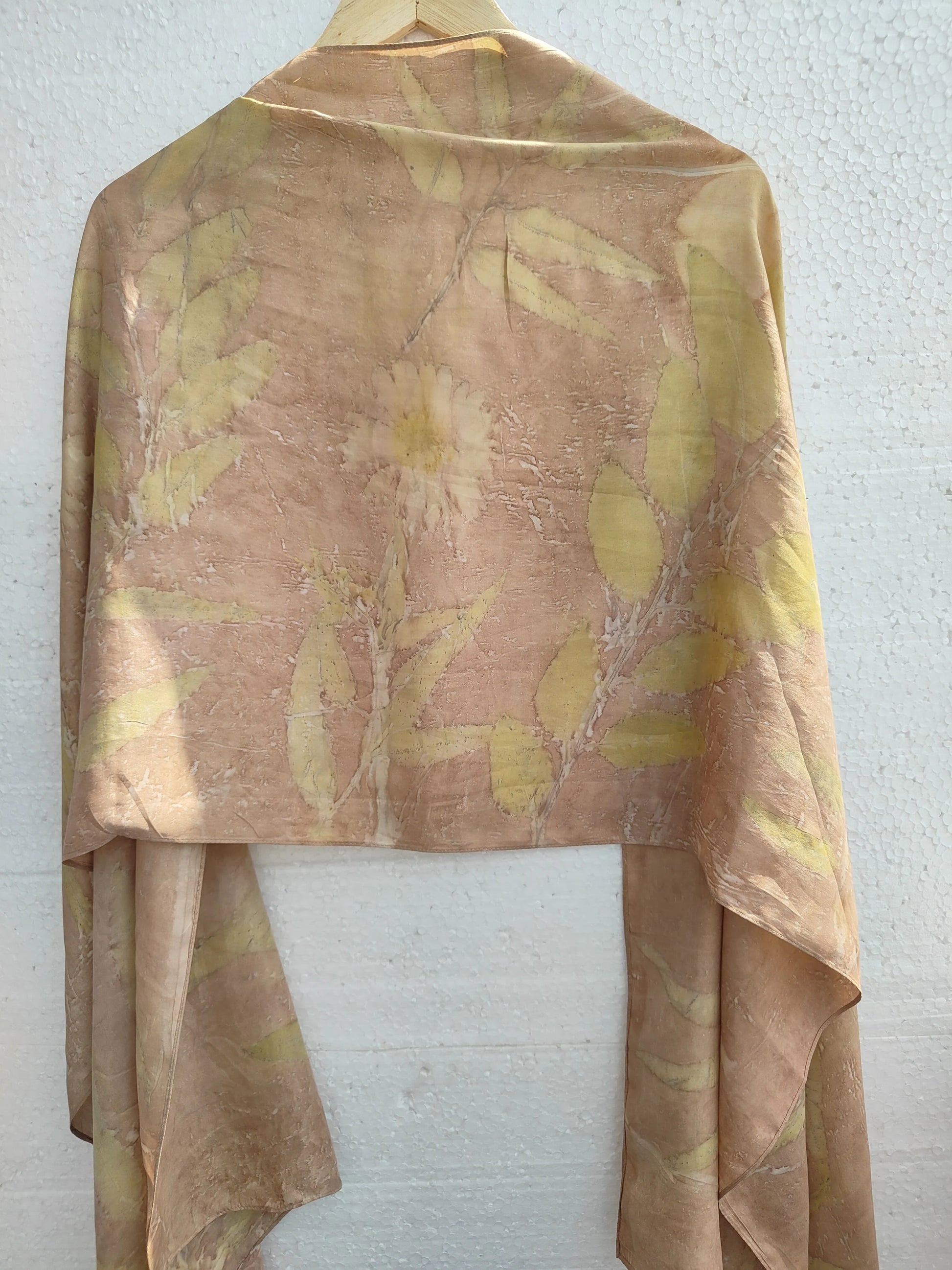 Sunflower Ecoprinted Pure Silk Scarf