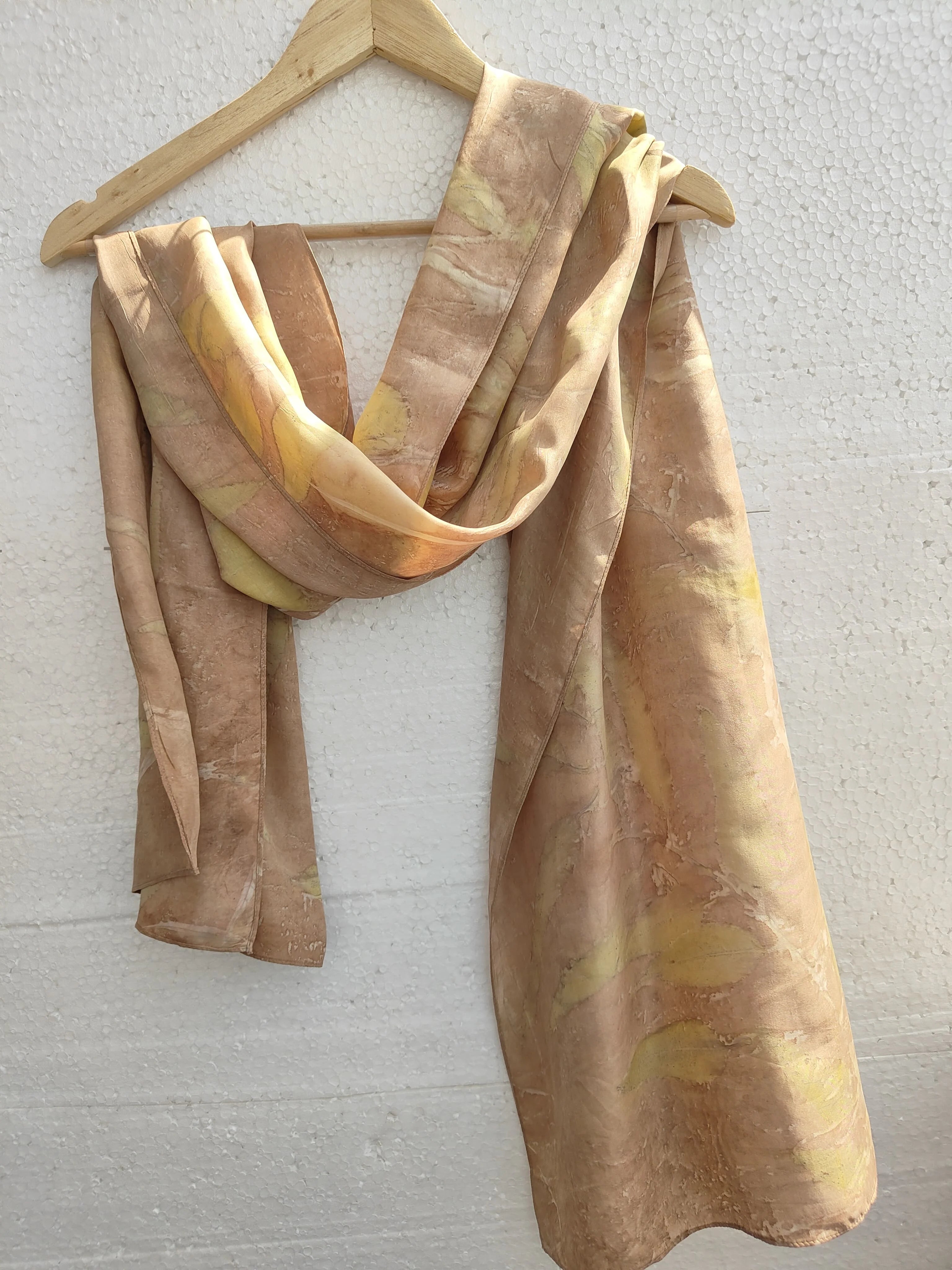 Sunflower Ecoprinted Pure Silk Scarf