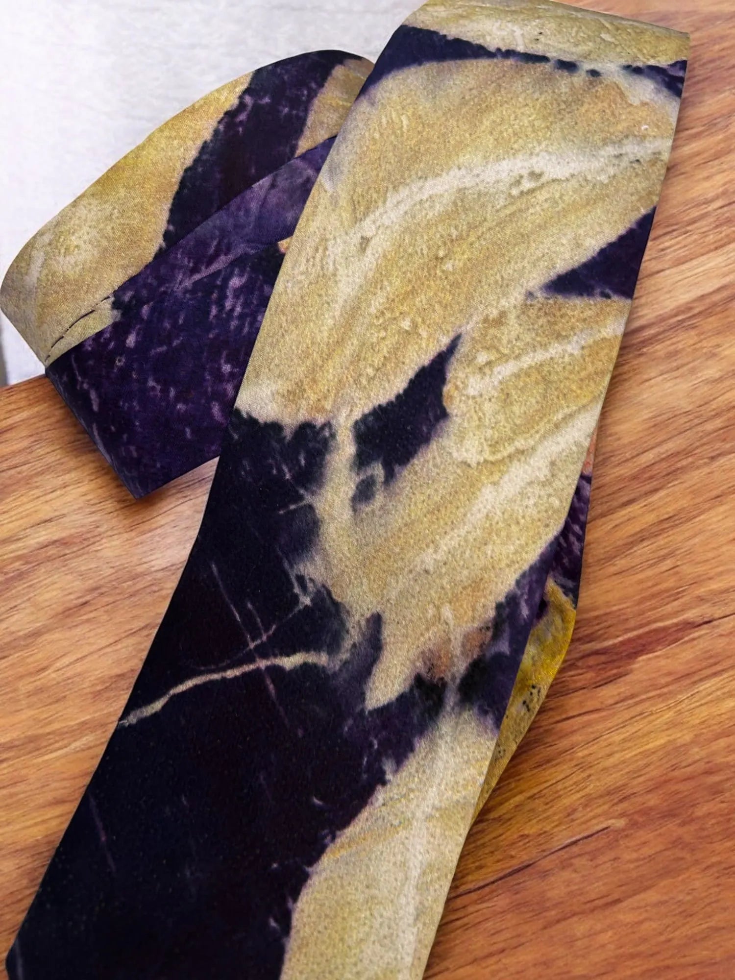 Blues Groove Ecoprinted Pure Silk Tie and Pocket Square image 5