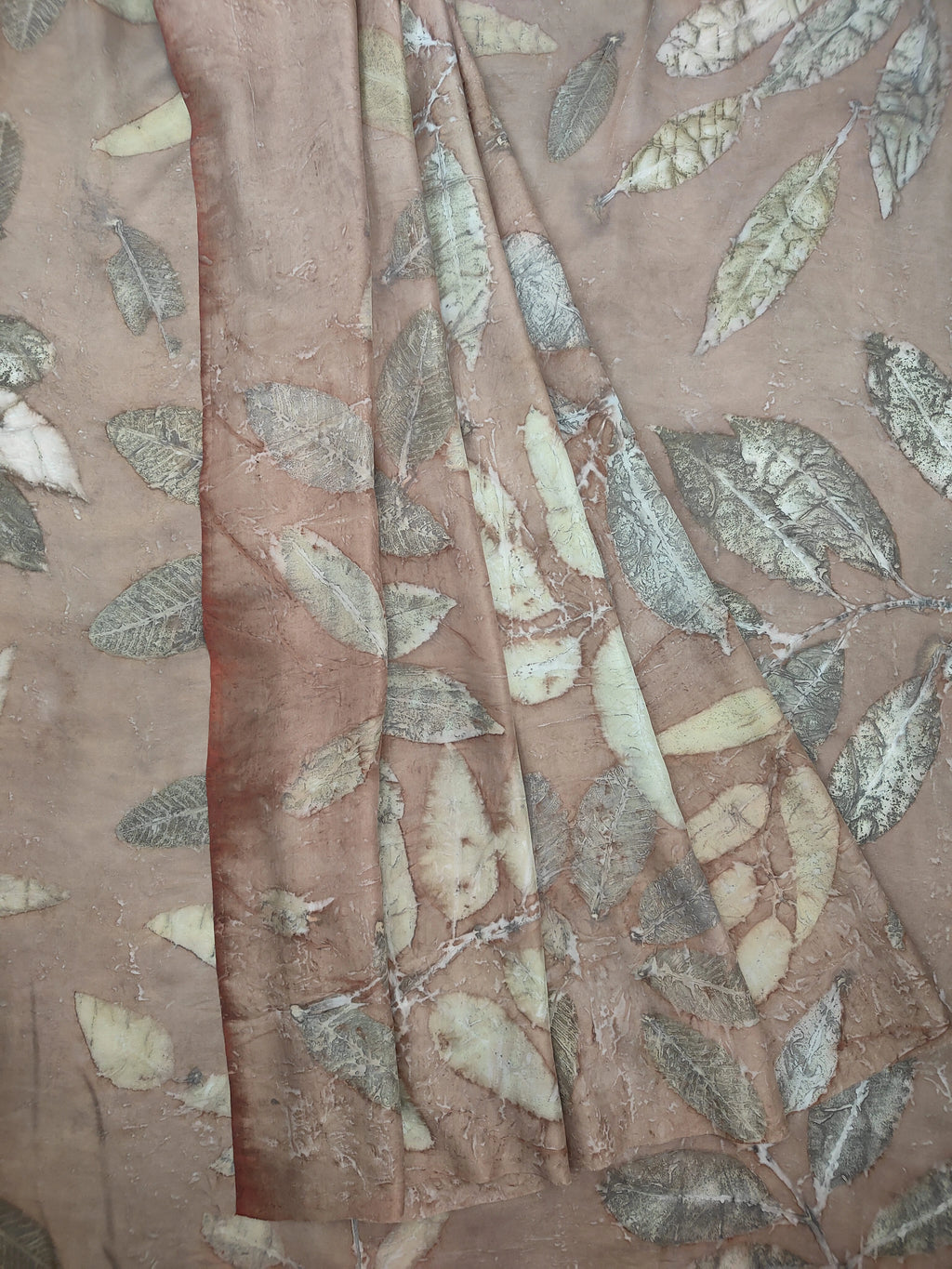Brown Pure Silk Ecoprinted Saree by kokikar drapes