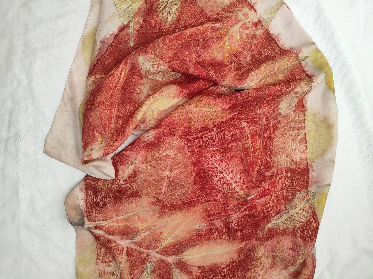 Red and white silk scarf