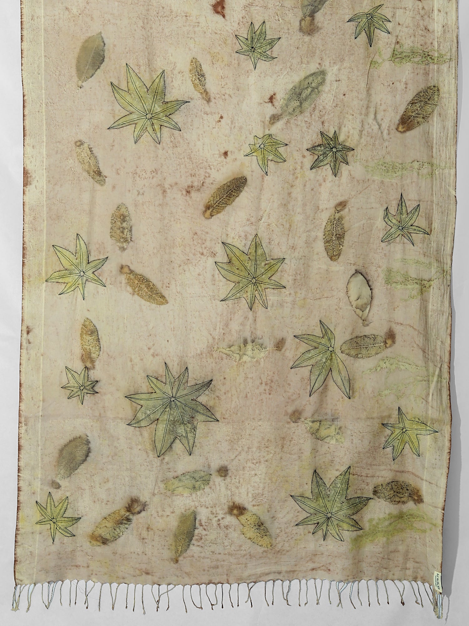 Pallu of saree Embroided on Castor leaves.