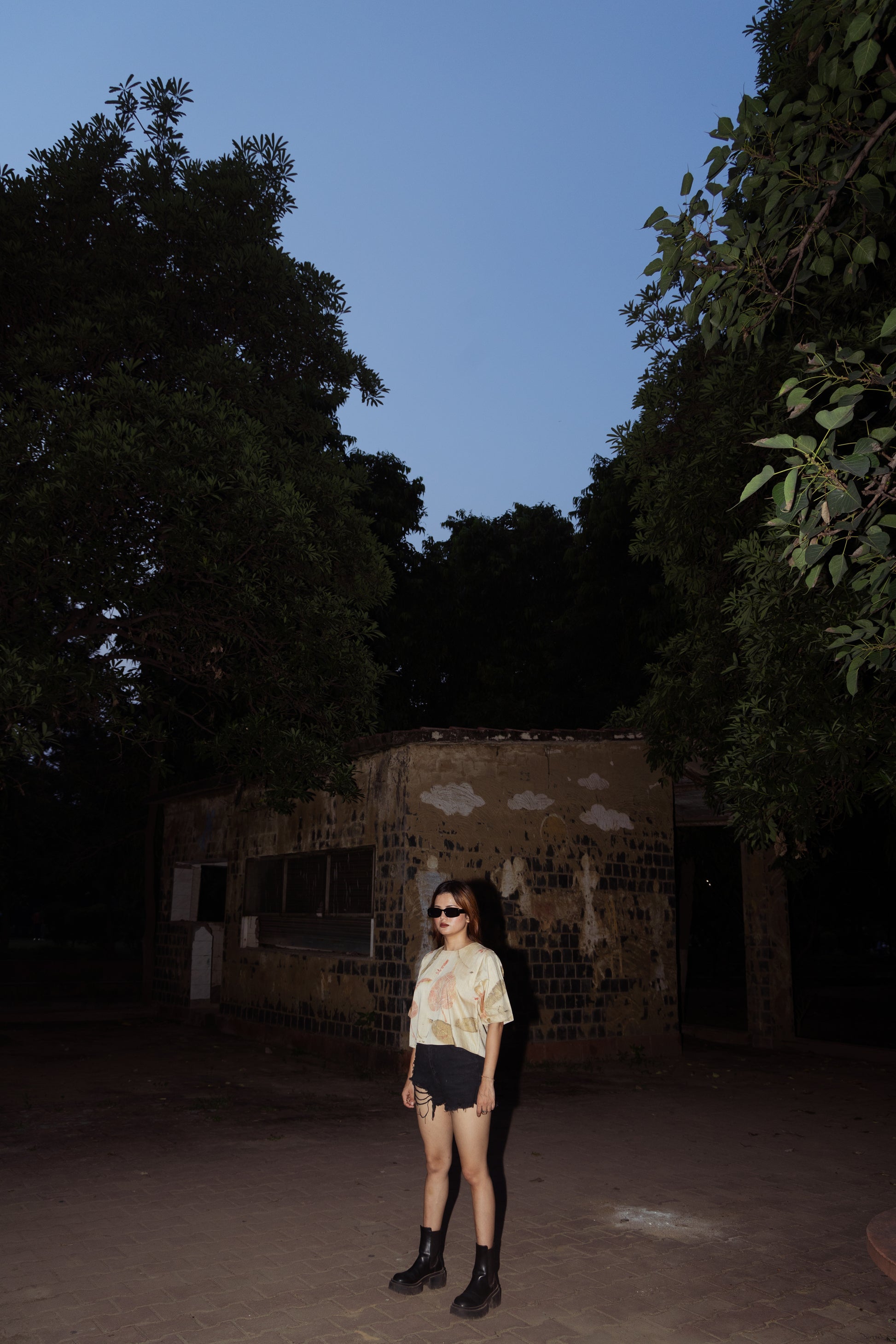 Cotton Silk Top with Peepal Leaves