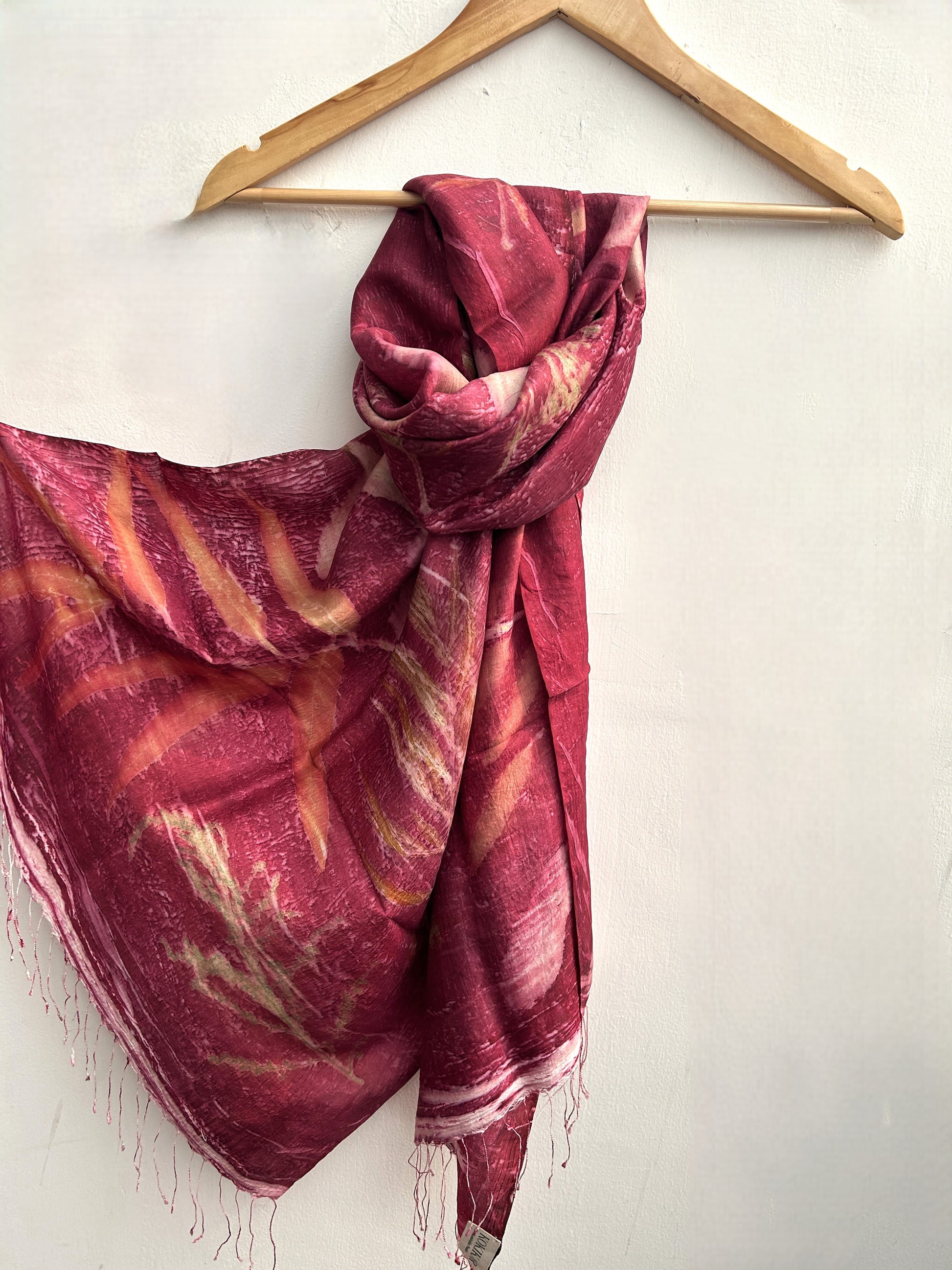 Crimson Rose Pure Silk Scarf