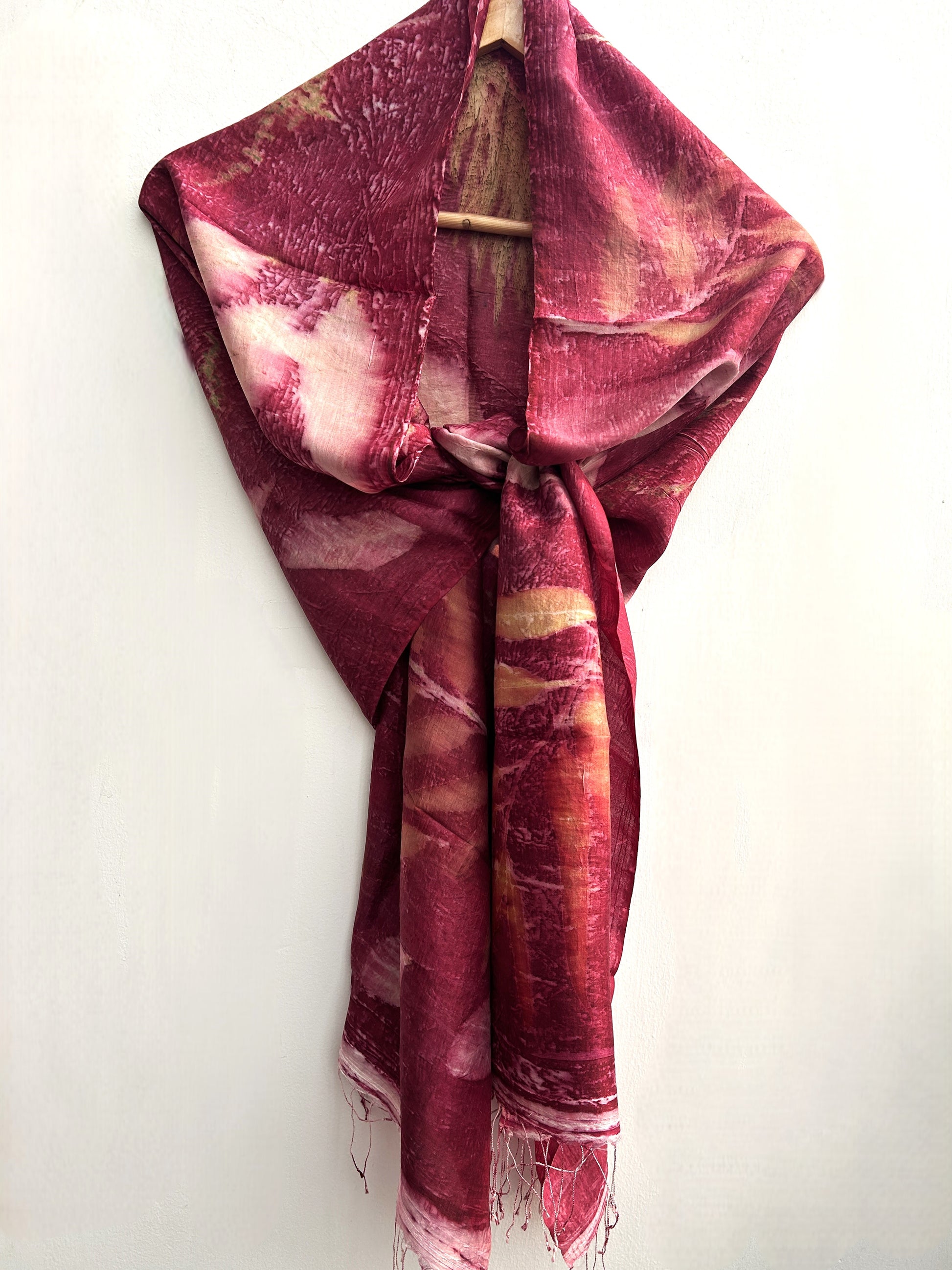 Crimson Rose Pure Silk Scarf