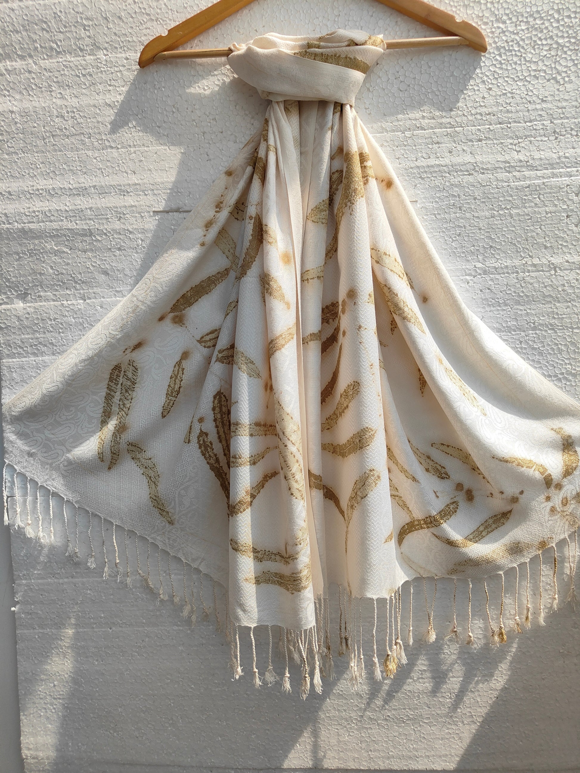 A ecoprinted hanging scarf