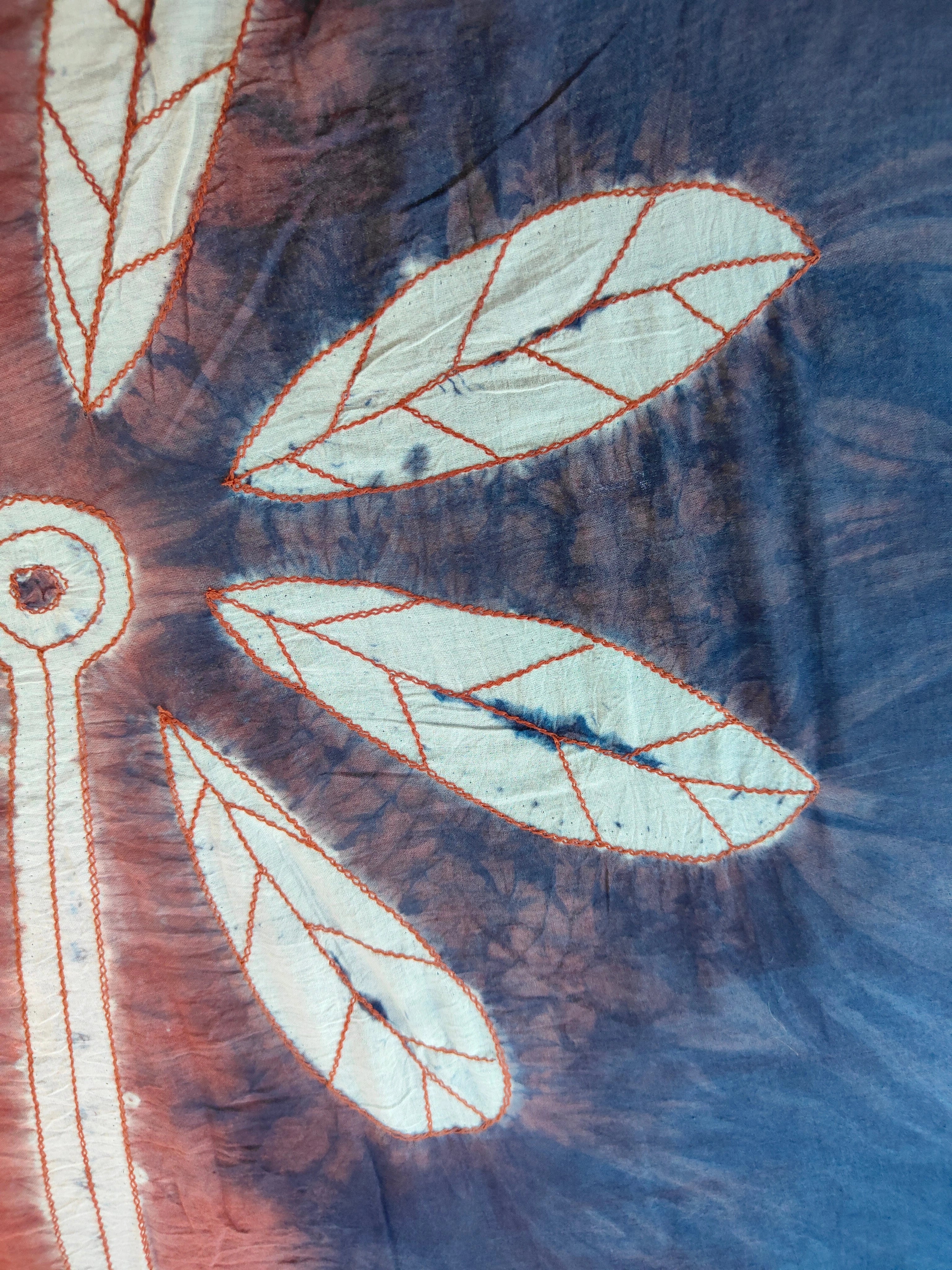 close up of Dual Tone Ecoprinted Cotton Saree by kokikar