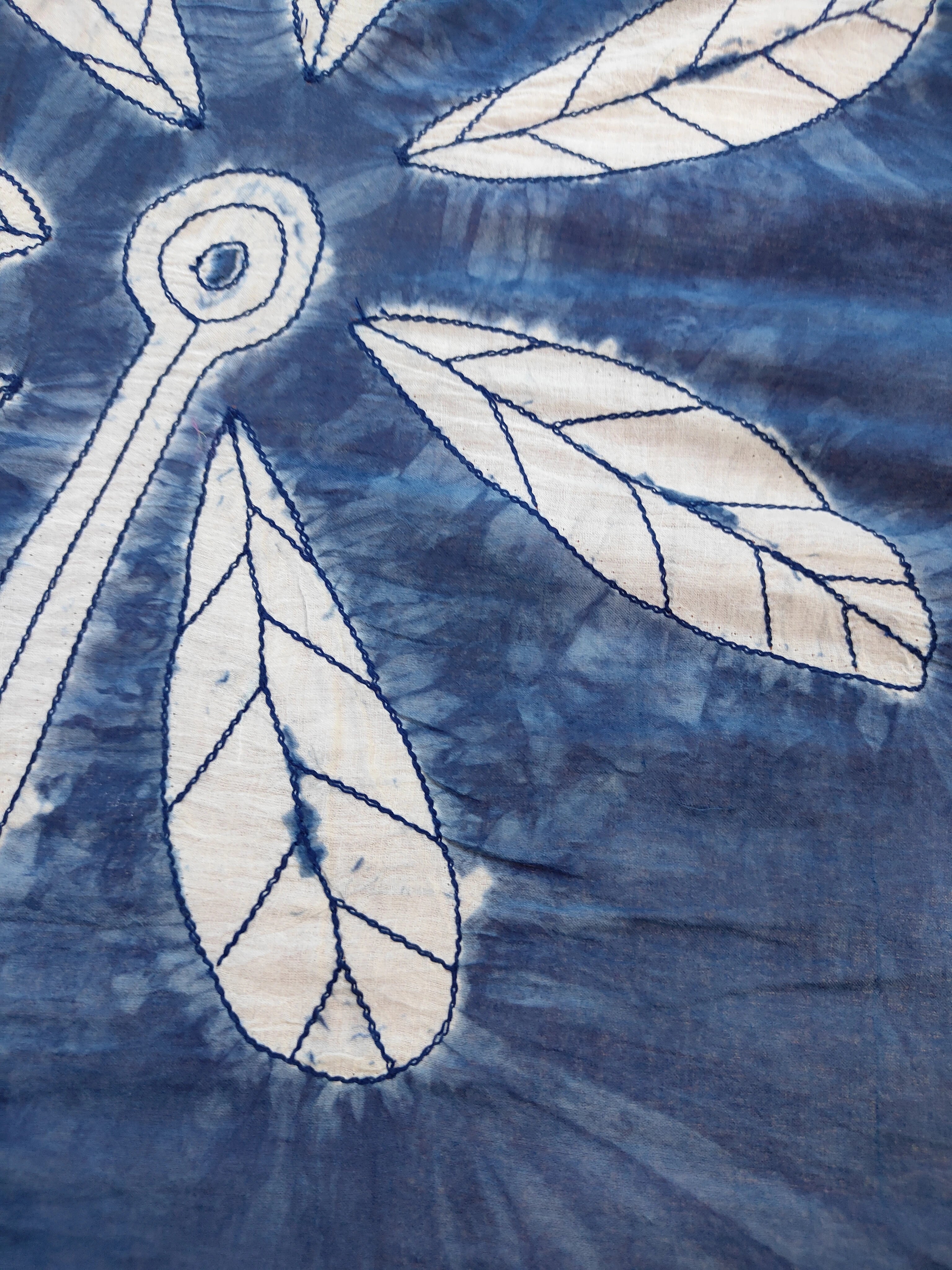 white flower on Dual Tone Ecoprinted Cotton Saree by kokikar