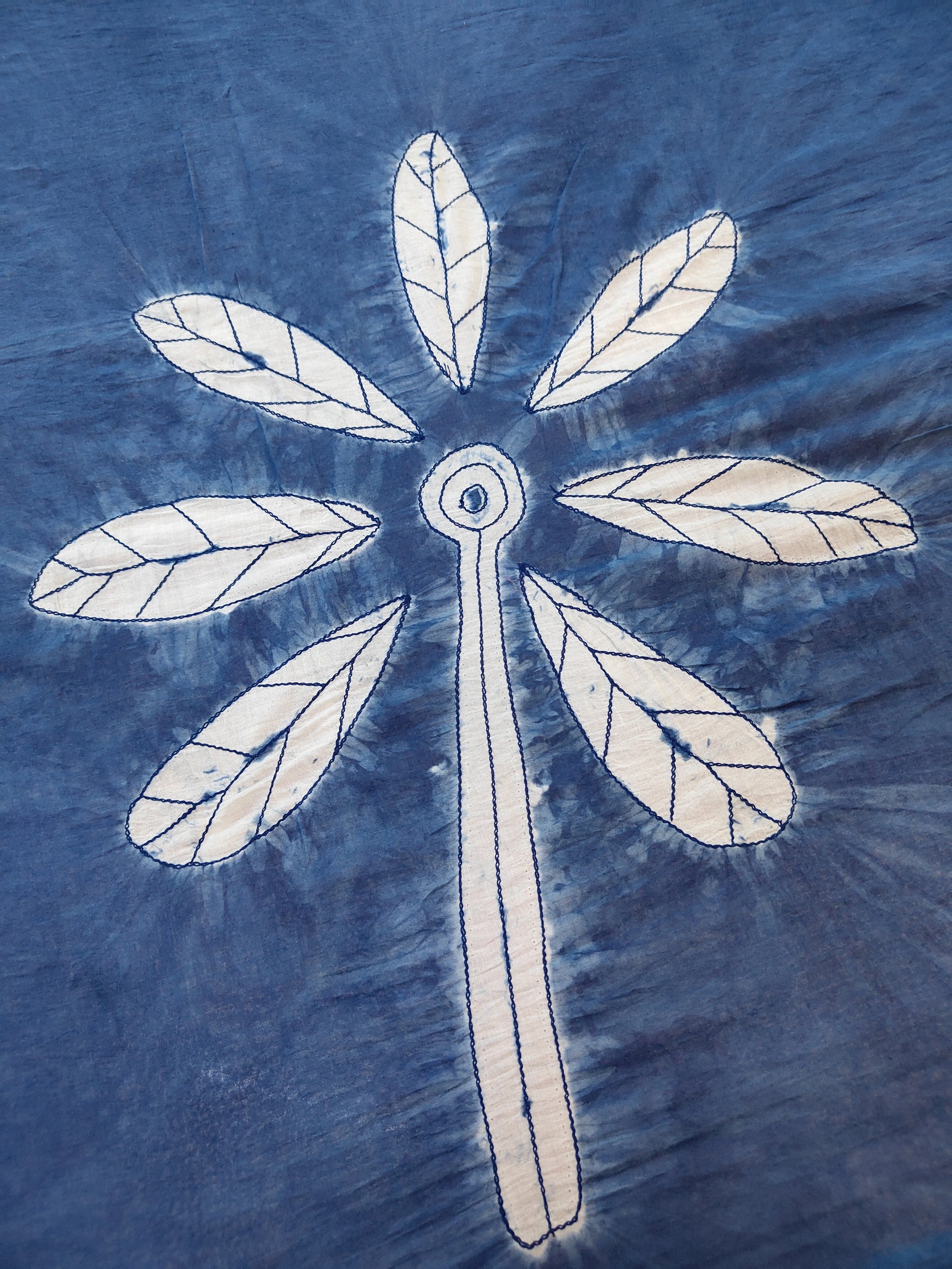 Embroidery flower on Dual Tone Ecoprinted Cotton Saree by kokikar