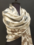 Ecoprinted Pashmina blend shawl with Guava & Pepal leaves